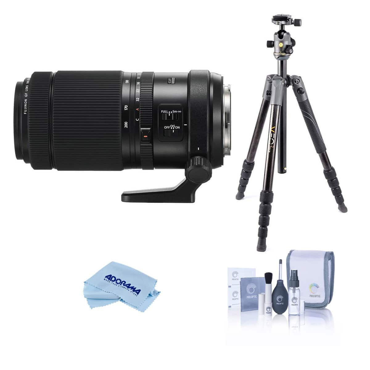 Bundle - Fujifilm - GF 100-200mm f/5.6 R LM OIS WR Lens, with Vanguard VEO 3 GO 235AB 23mm 5-Section Aluminum Travel Tripod