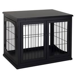 Pawhut - Dog Crate Furniture, 32" Small Dog Cage End Table with 2 Doors, Lockable Door, Puppy Kennel Indoor
