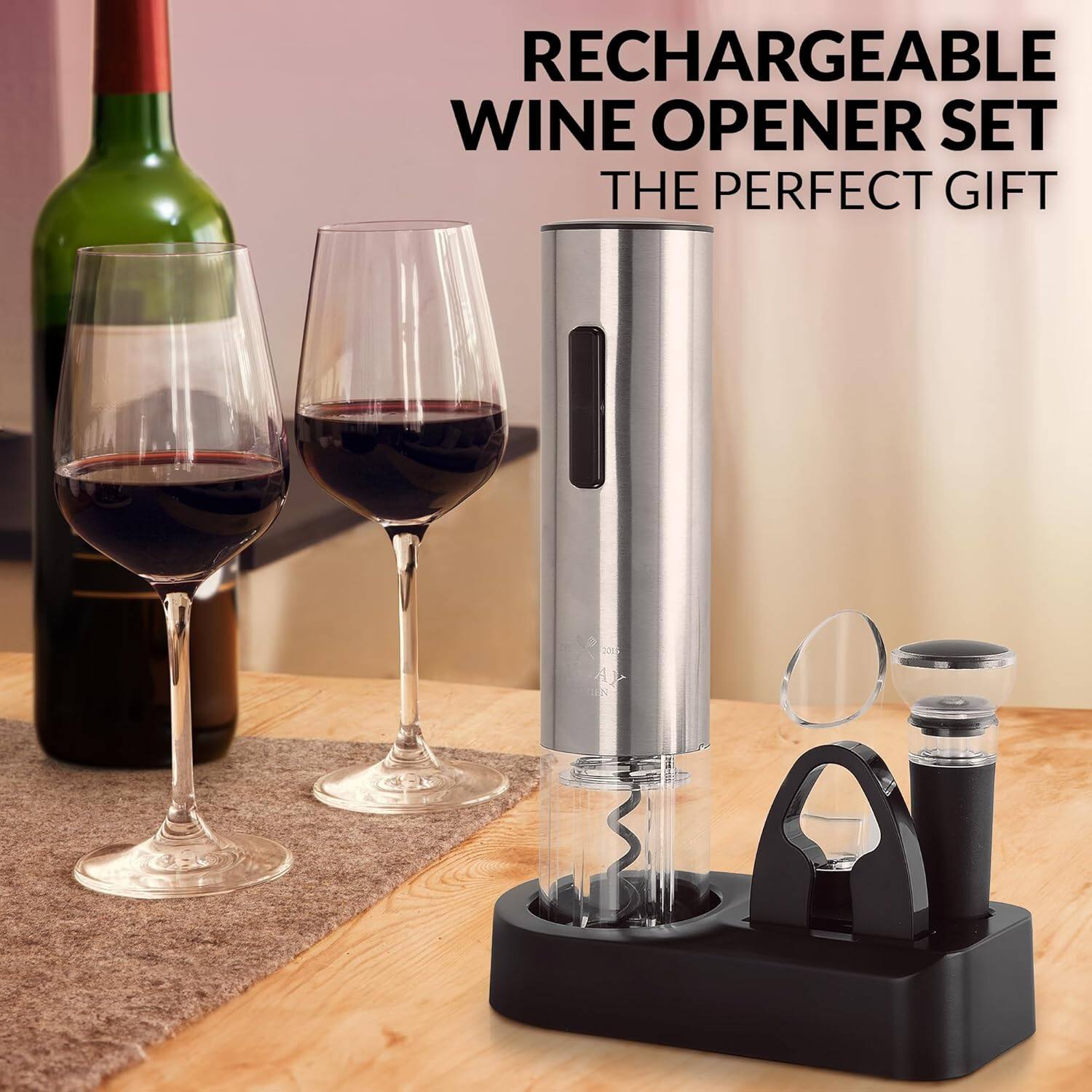 RECHARGEABLE WINE OPENER SET  
THE PERFECT GIFT