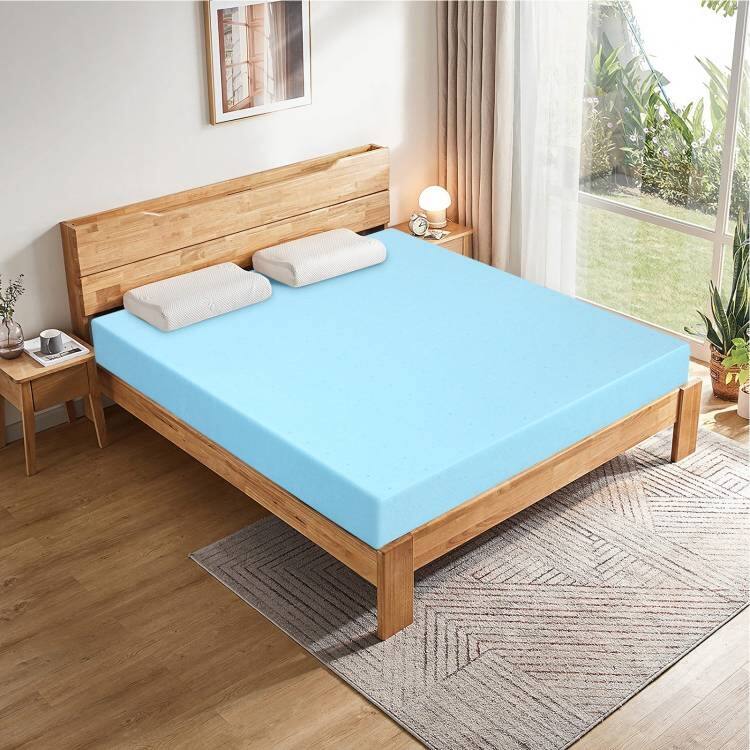 Hivvago - Full size 3-inch Thick Gel-Infused Air Foam Mattress Topper in Light - Blue