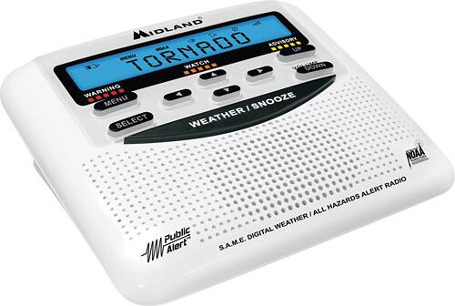Angle. Midland - All-Hazard Weather Band Radio - White.
