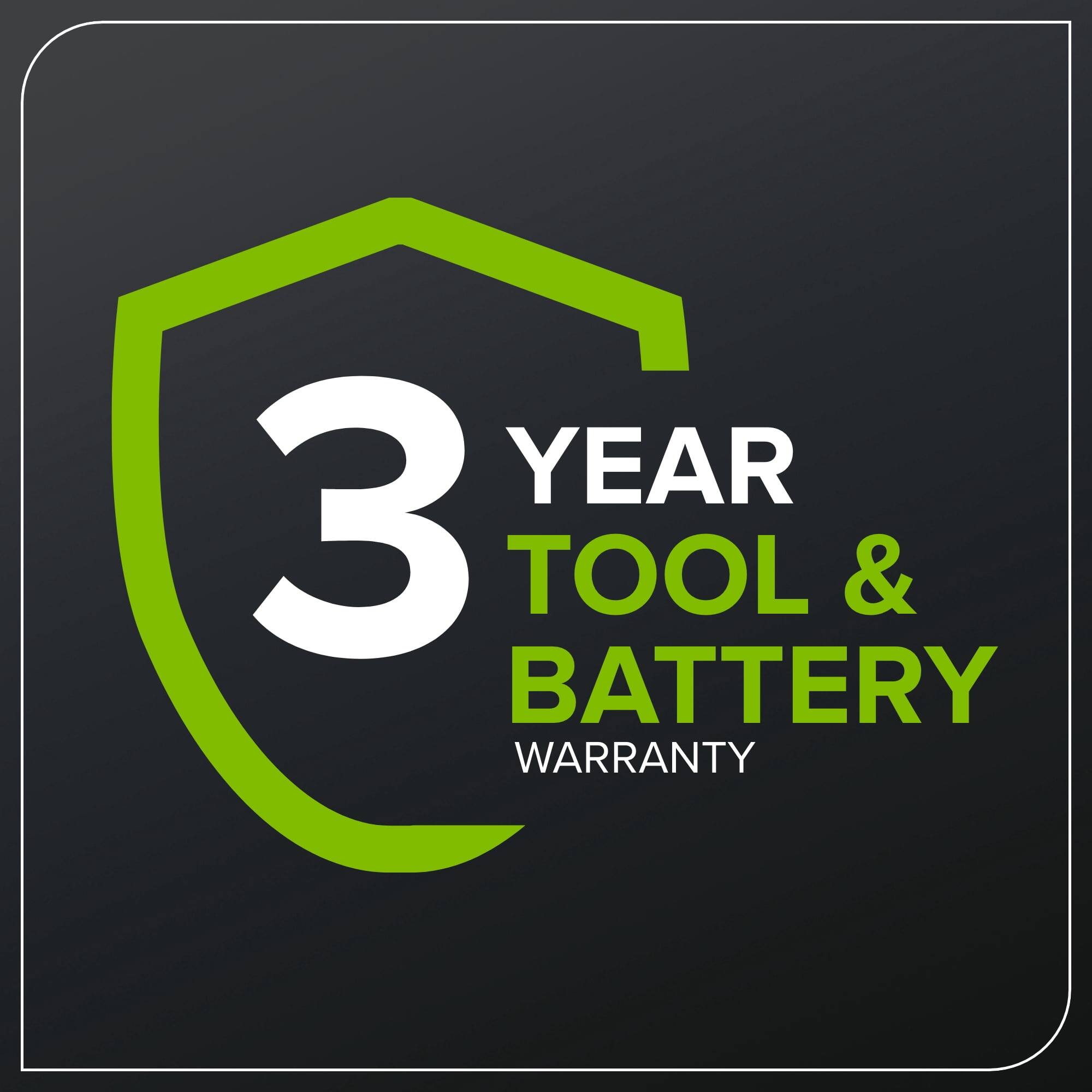 3 YEAR TOOL & BATTERY WARRANTY