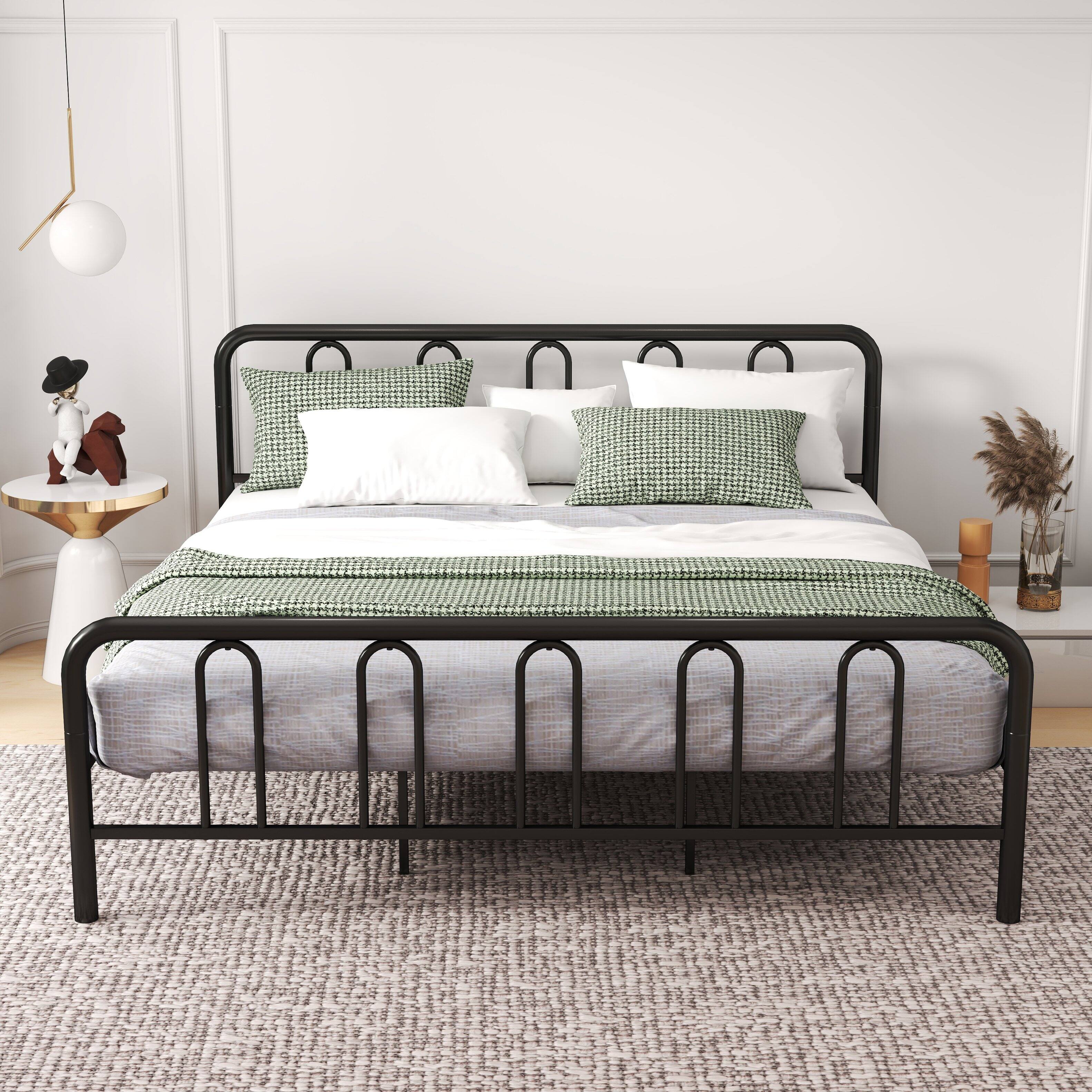 Alt View 4. Gymax - Gymax King Size Metal Bed Frame Headboard Footboard Platform Mattress Foundation - Black.