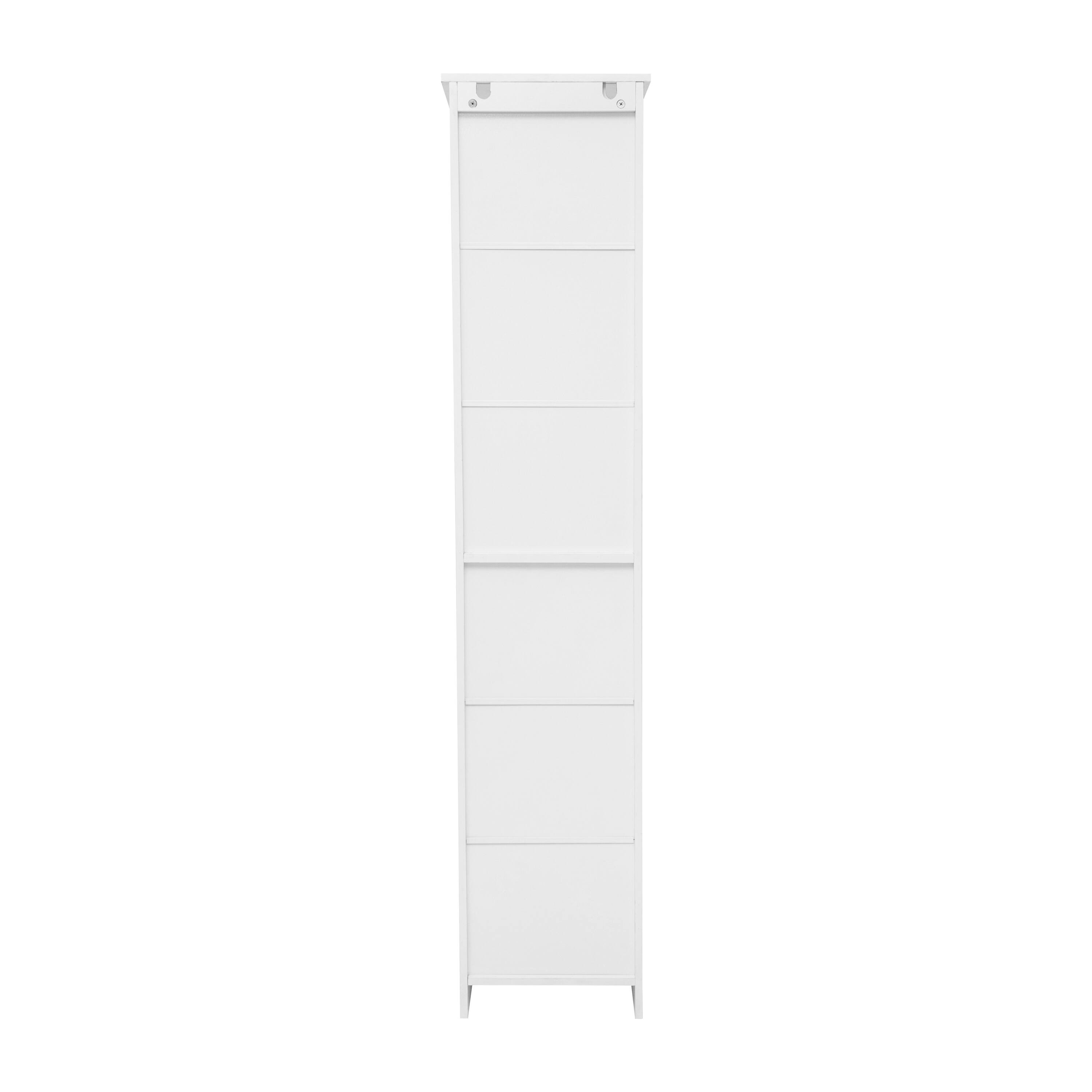 Alt View 7. Emma + Oliver - Modern Freestanding Linen Tower with Shelves and Magnetic Close Door - White.
