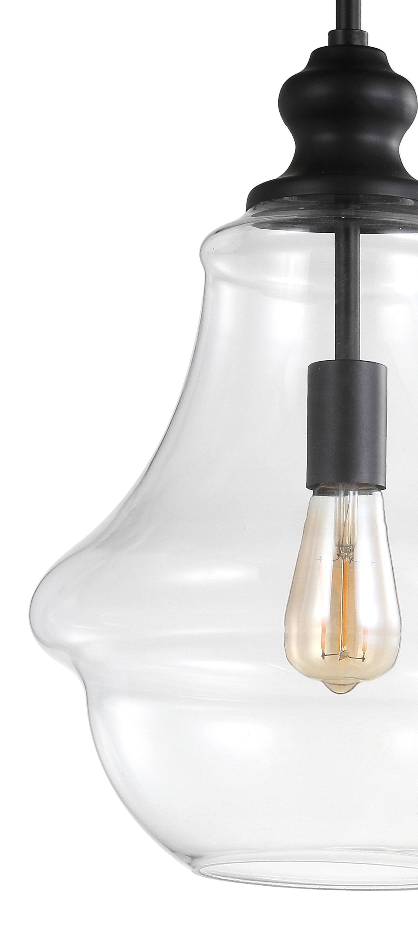 Alt View 3. Jonathan Y - Adam 12" Adjustable Metal/Glass LED Pendant, Oil Rubbed Bronze - Oil Rubbed Bronze.