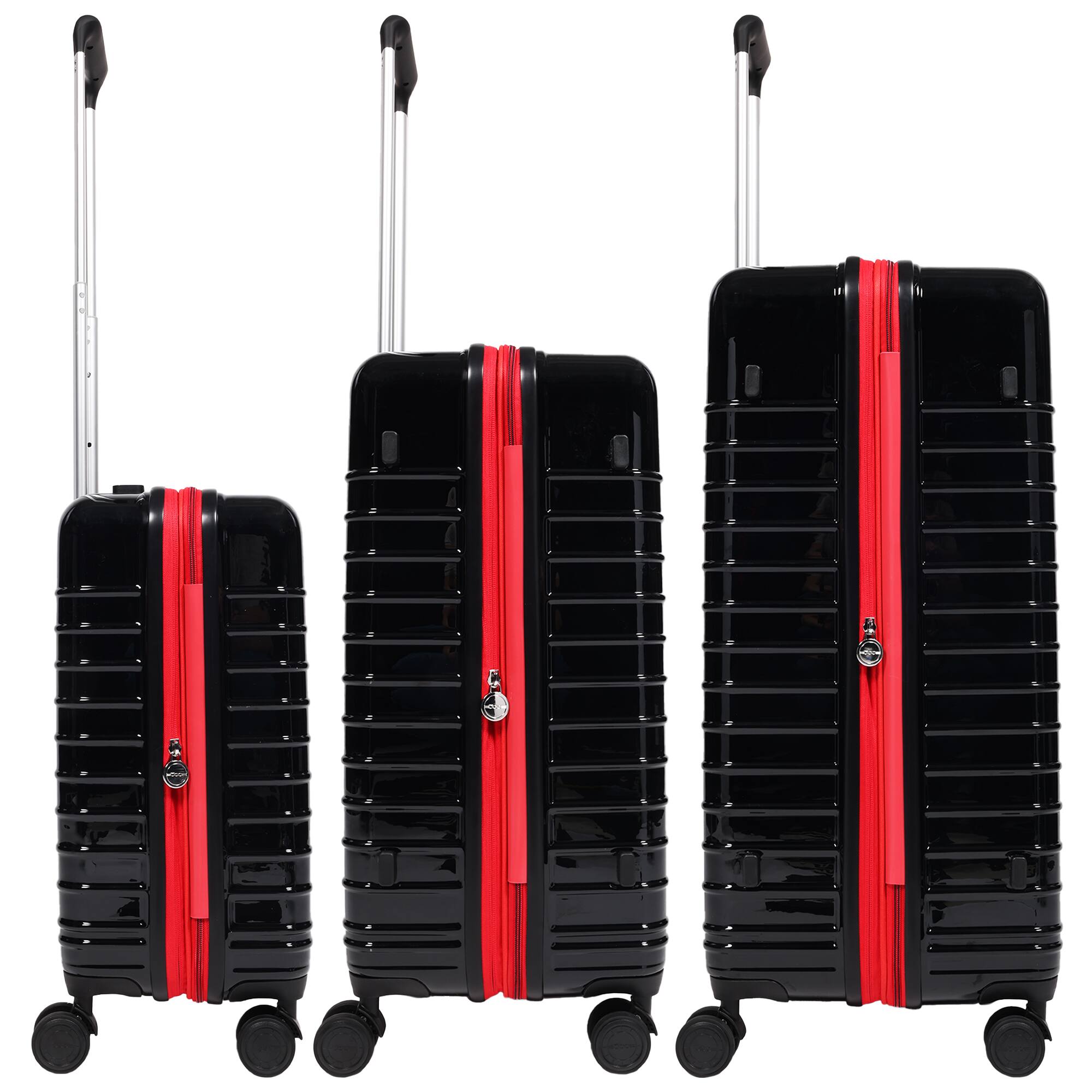 Left. Ful - 3-Piece Expandable Hardside Spinner Luggage Set – 22", 26.5", 31.5" - BLACK.