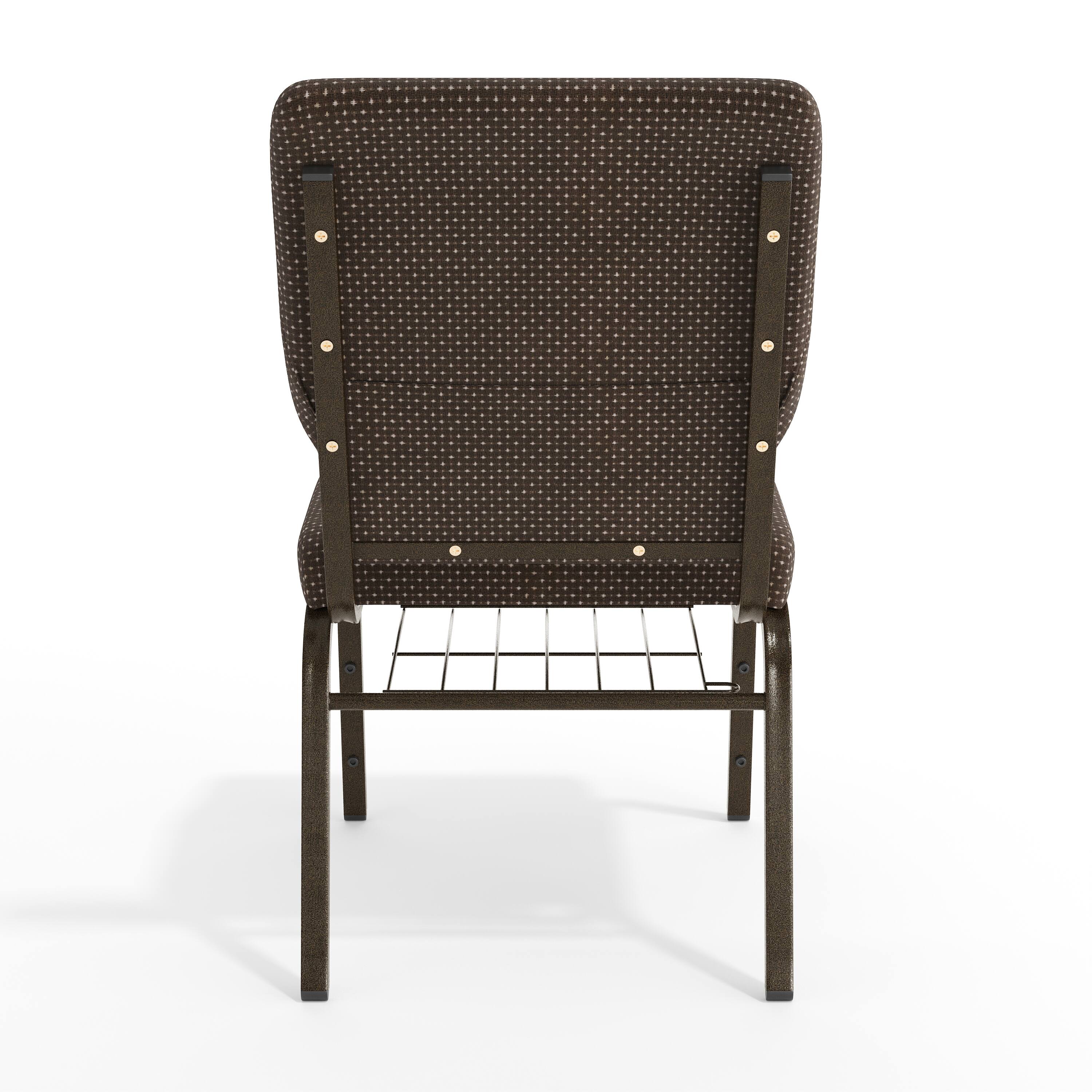 Alt View 7. Emma + Oliver - 18.5"W Church/Reception Guest Chair with Communion Cup Book Rack - Brown Dot Fabric/Gold Vein Frame.
