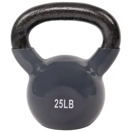 Front. Sunny Health & Fitness - Vinyl Coated Kettlebell 25lbs - Black.