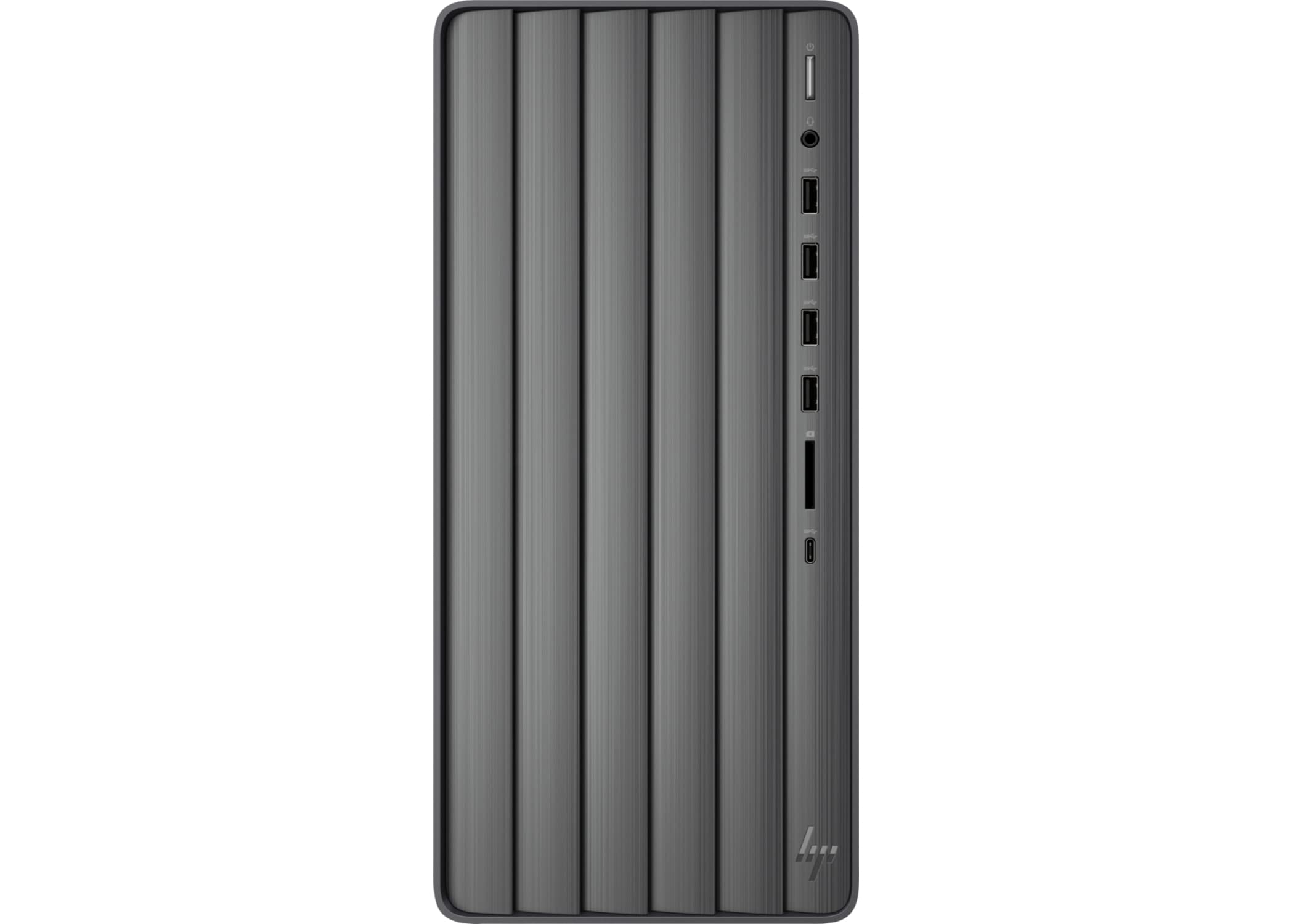 Angle. HP - 2022 Envy Desktop, Intel Core i5-10400, Intel UHD Graphics 630, 16GB RAM, 512GB SSD, Wi-Fi, Bluetooth, USB-C, HDMI - Grey.