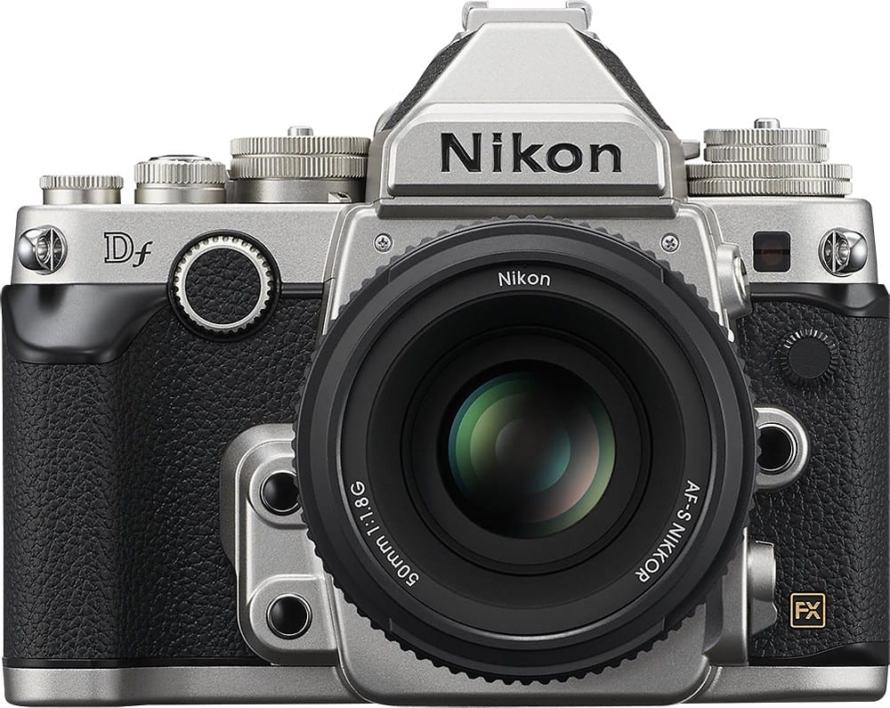 Front. Nikon - 16.2 Megapixel Digital SLR Camera with Lens - 50 mm - Silver.
