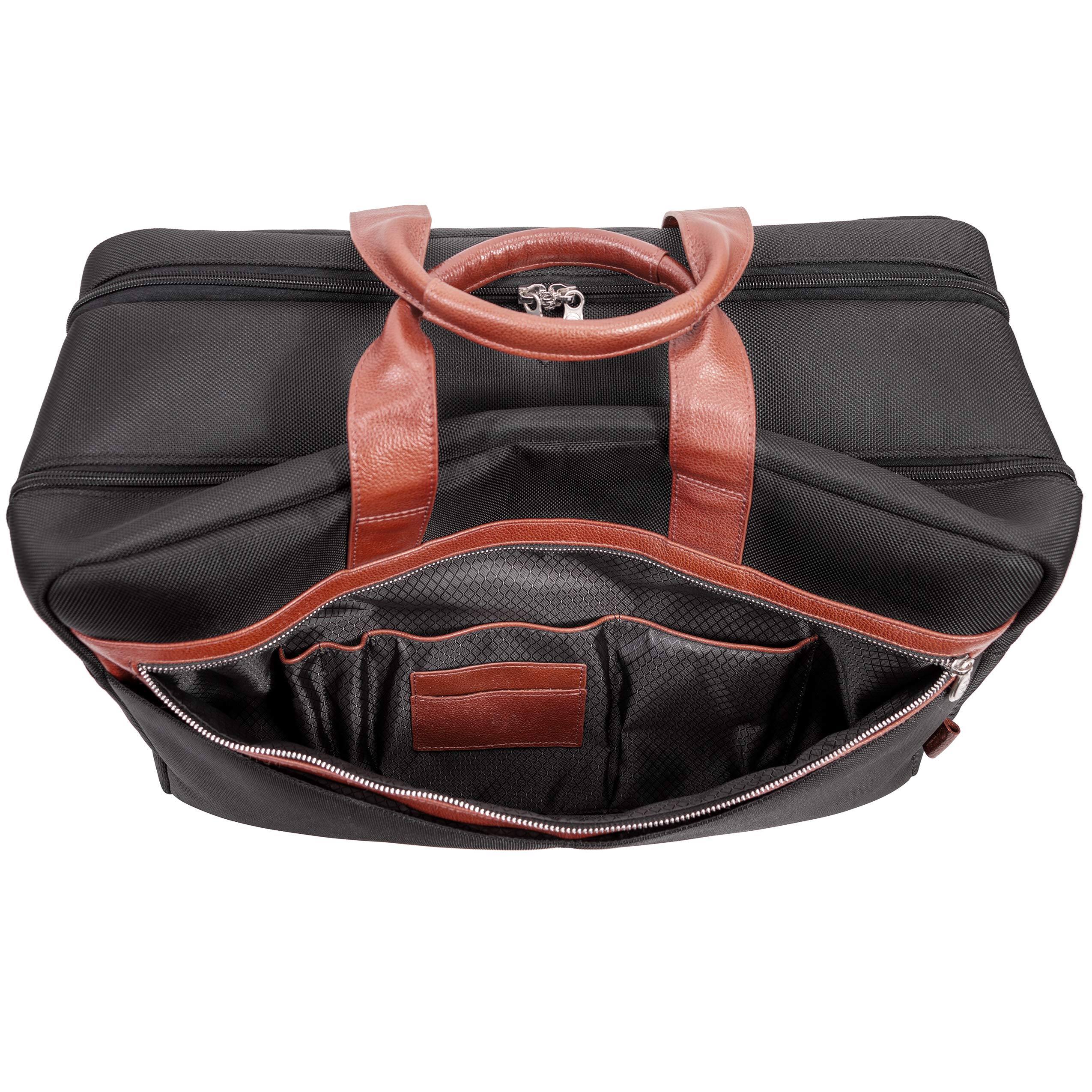 Alt View 4. McKlein - 21" Nylon Dual-Compartment Carry-On Duffel, Padded Laptop & Tablet Sleeve, Accessory Organizer, Locking Metal Zippers - Black.