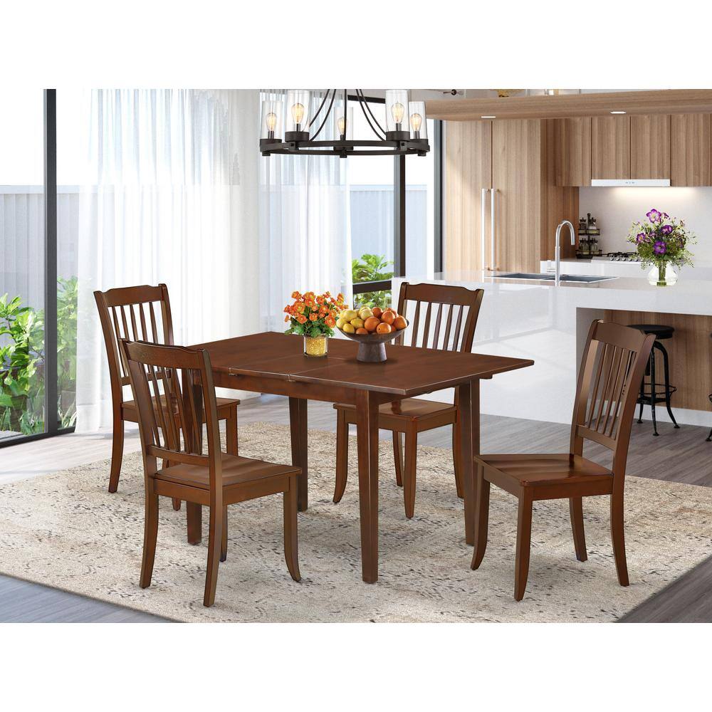 Back. East West Furniture - 5 Pc Kitchen nook Dining set-breakfast nook and 4 Dining Chairs. - Mahogany.