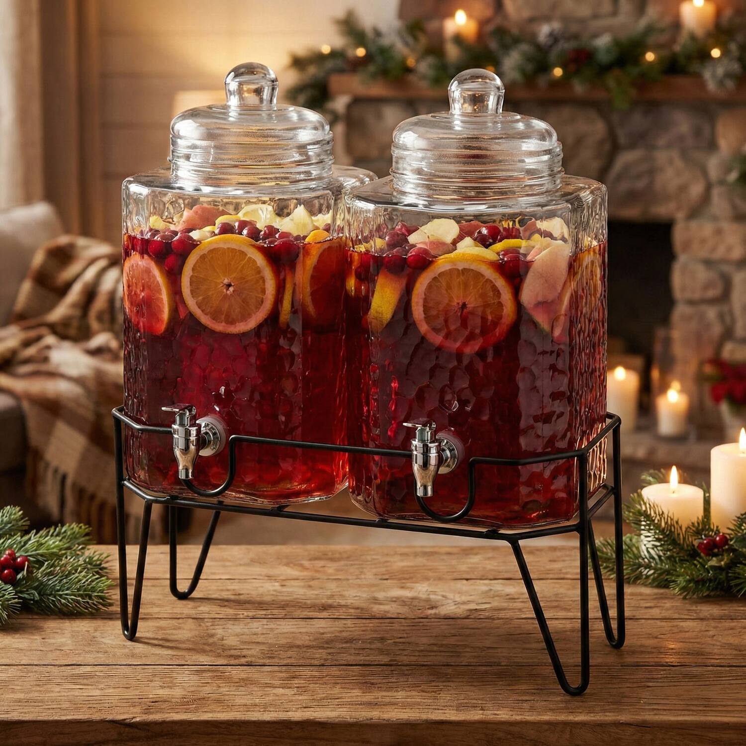 Back. Style Setter - Hamburg 2-piece Beverage Dispenser Set- 1.5 Gal Each - Clear.