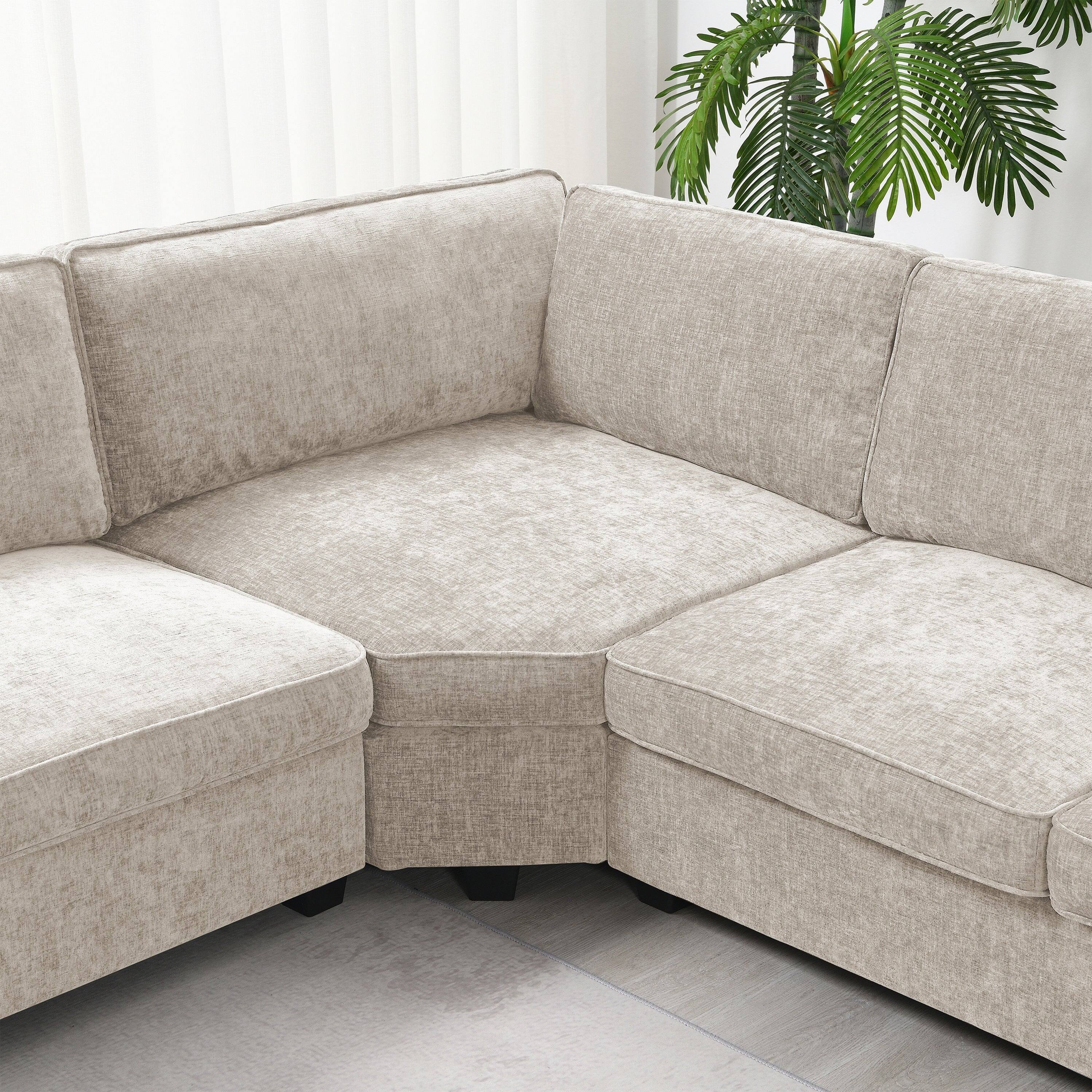 Alt View 2. Boyel Living - 6 Seat Couch Oversized Chaise Deep and Wide Seat Living Room Sofa Beige Chenille - Beige.