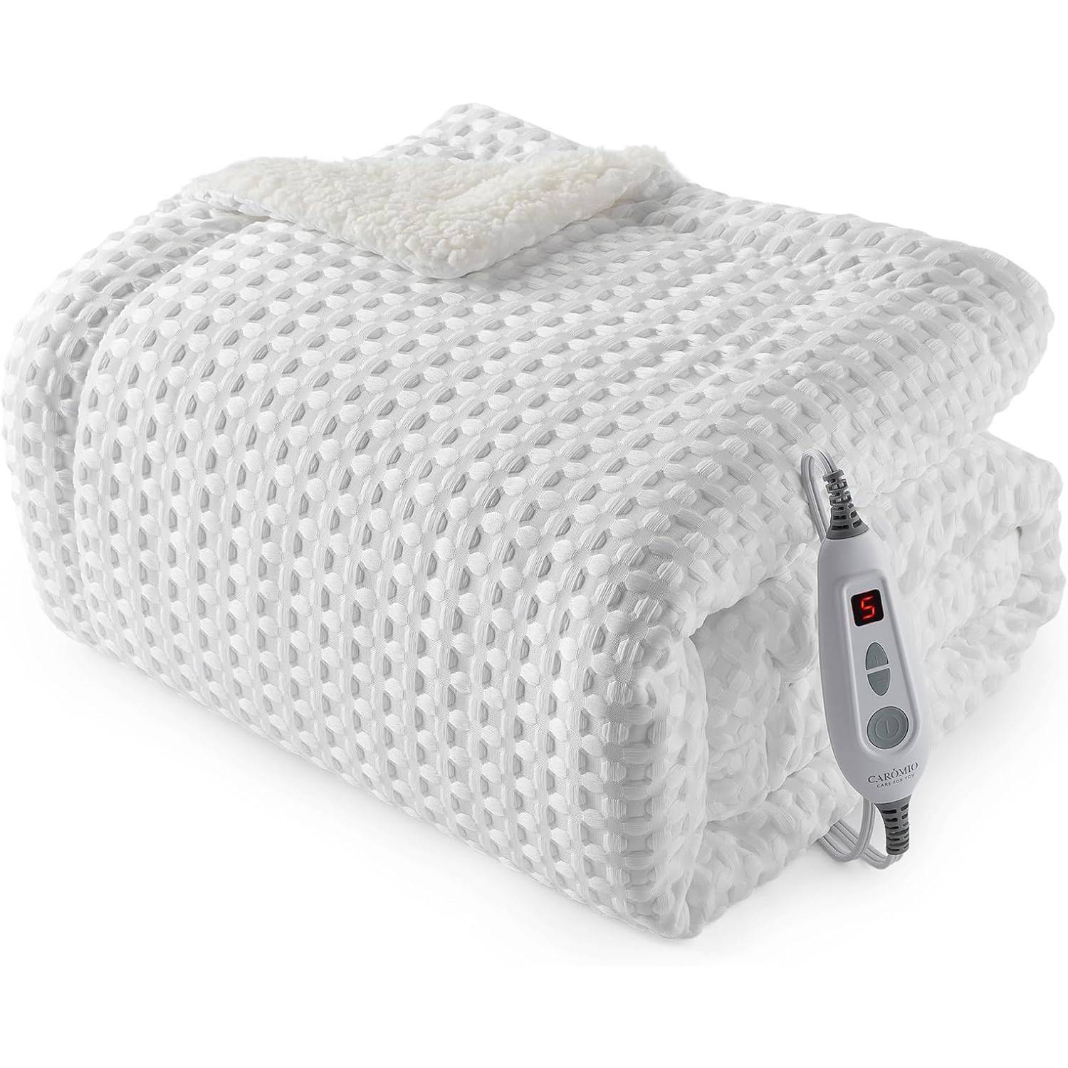 Acekool - 50"x60" Heated Electric Blanket with LCD Dual Controller - White