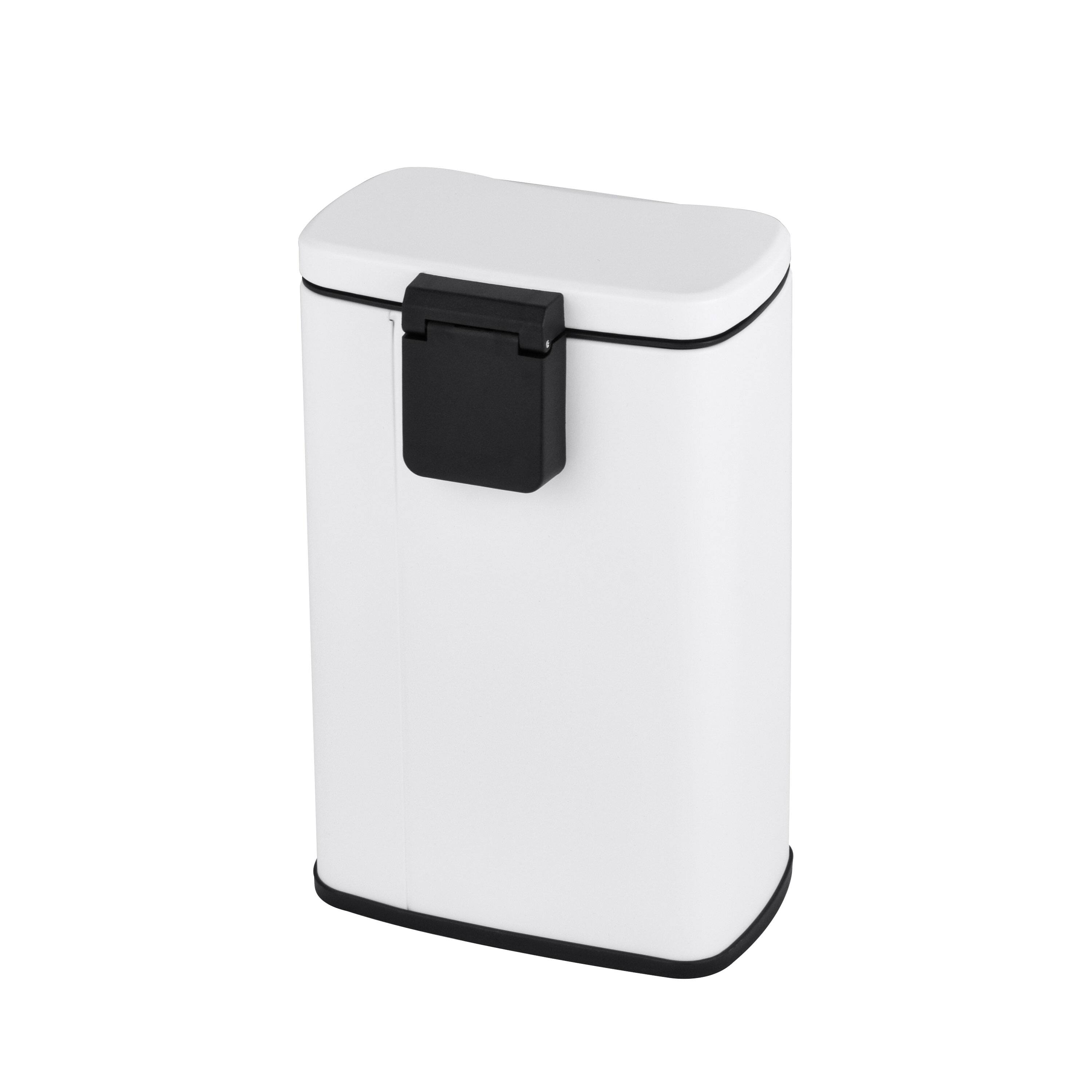 Back. Innovaze - 1.3 Gal./5 Liter Rectangular Matt White Step-on Trash Can for Bathroom and Office - White.