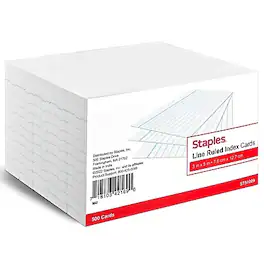 Staples - 3" x 5" Index Cards, Lined, 500/Pack - White