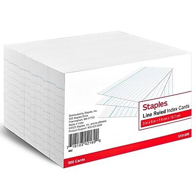 Staples - 3" x 5" Index Cards, Lined, 500/Pack - White