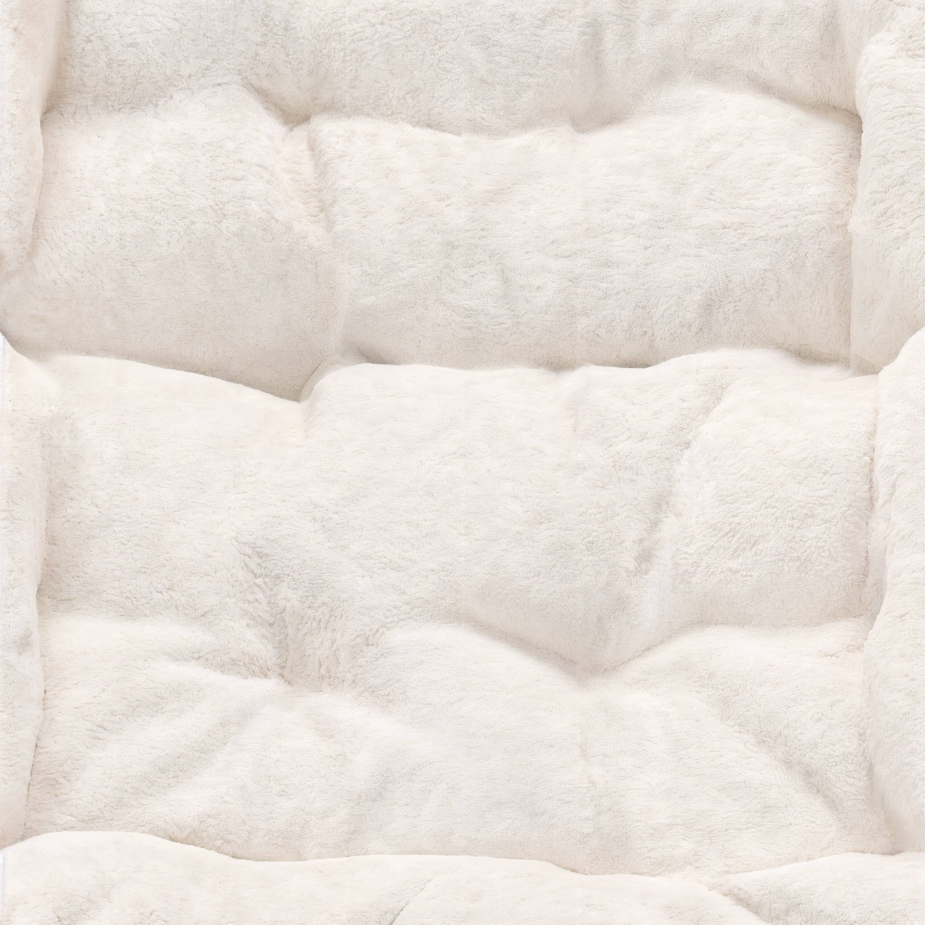 Alt View 8. Emma + Oliver - Aisling Oversized Folding Saucer Chair for Dorm, Bedroom - Ivory Faux Shearling Fabric/Soft Gold Frame.