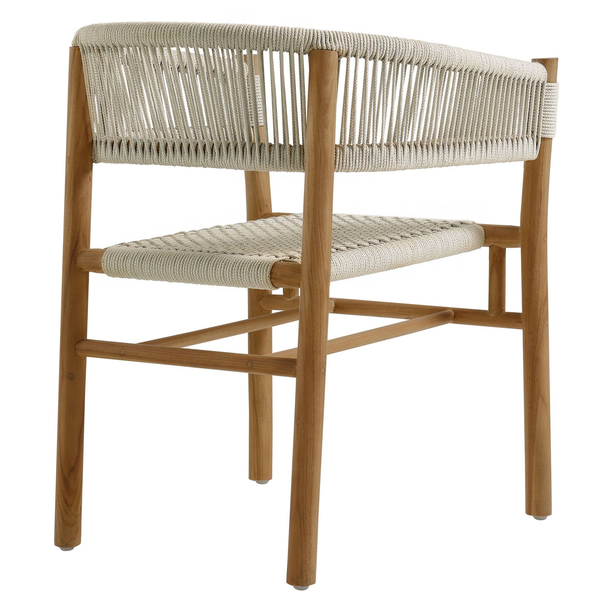 Alt View 4. Modway - Vienna Outdoor Patio Teak and Rope Curved-Back Dining Armchairs Set of 2 by Modway - Natural Natural.