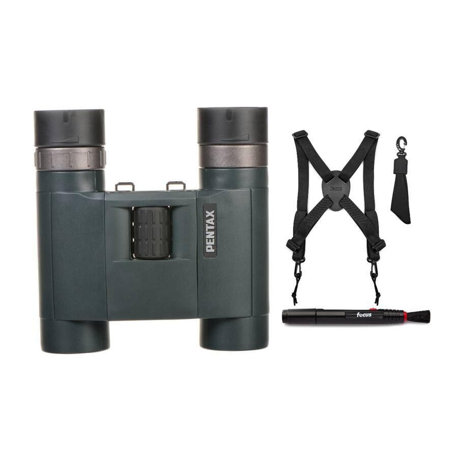 PENTAX AD 8x25mm WP Binoculars with Binocular Harness and Lens Cleaning ...