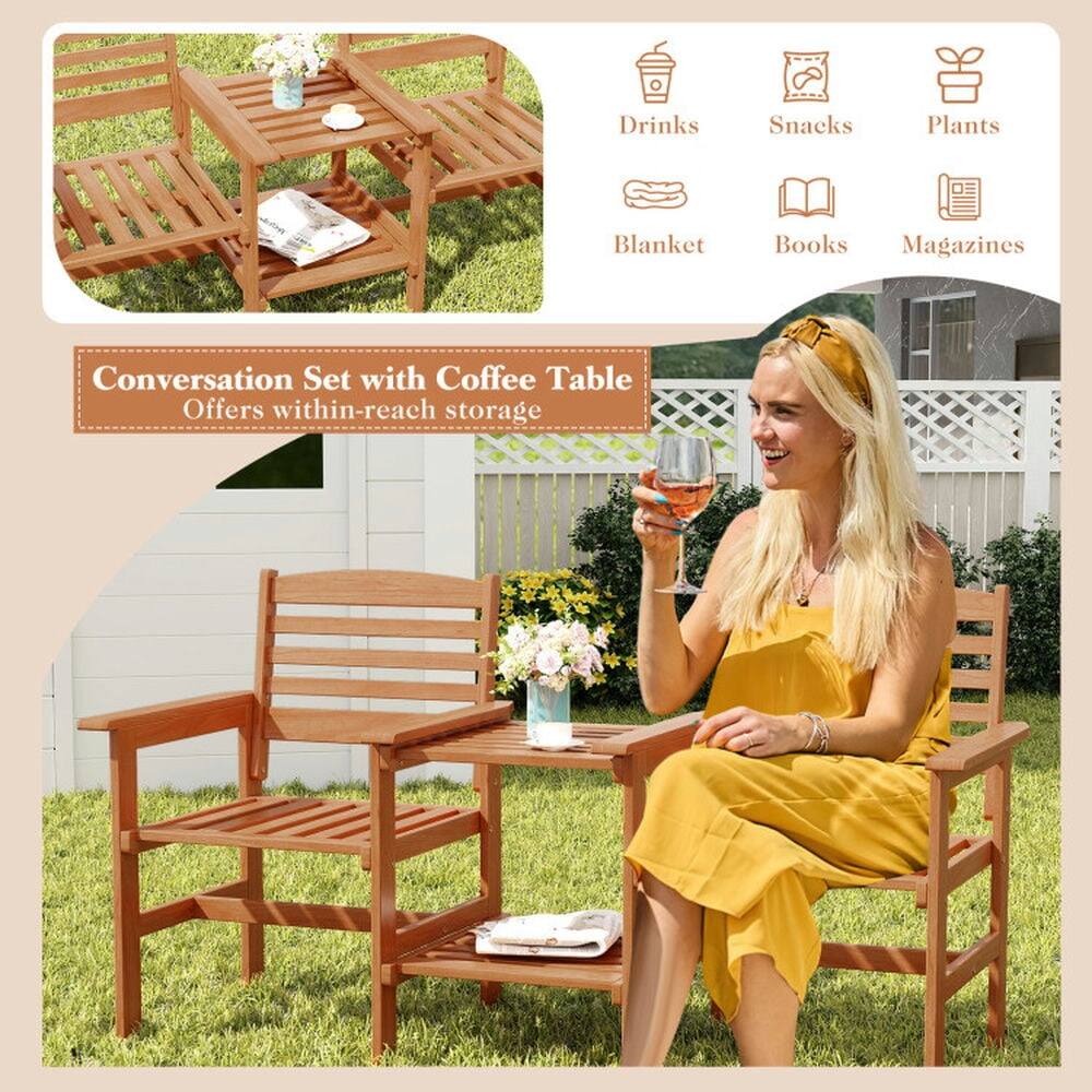 Conversation Set with Coffee Table  
Offers within-reach storage

Drinks  
Snacks  
Plants  
Blanket  
Books  
Magazines