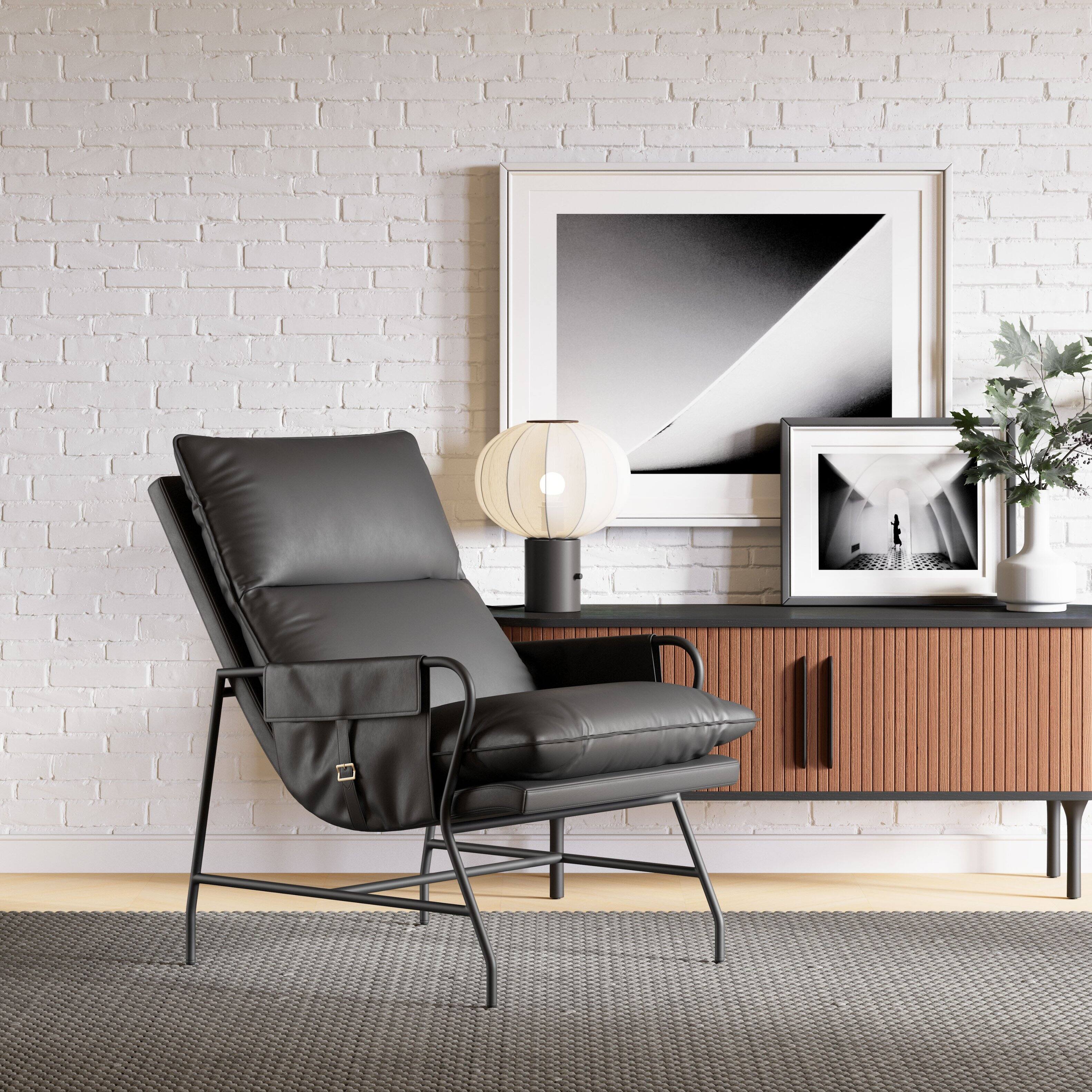 Angle. Hivvago - Halaus Accent Chair Black - Black.