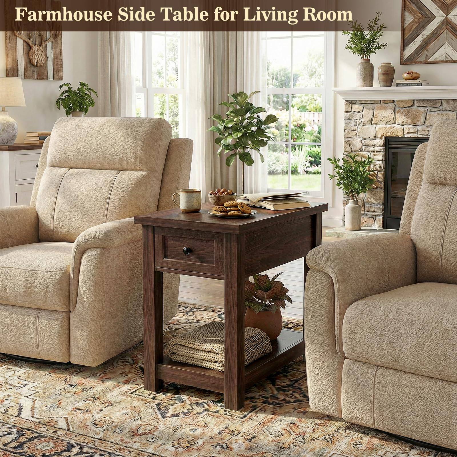 Farmhouse Side Table for Living Room