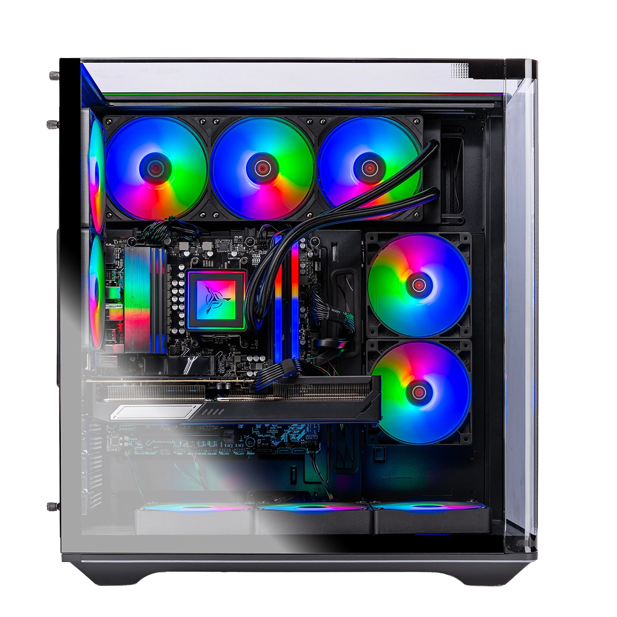Angle. Skytech Gaming - PRISM 5 Gaming PC - AMD Ryzen 9 9950X3D (2025) - NVIDIA GeForce RTX 5090 - 64GB DDR5 Memory - 4TB Storage - Black.