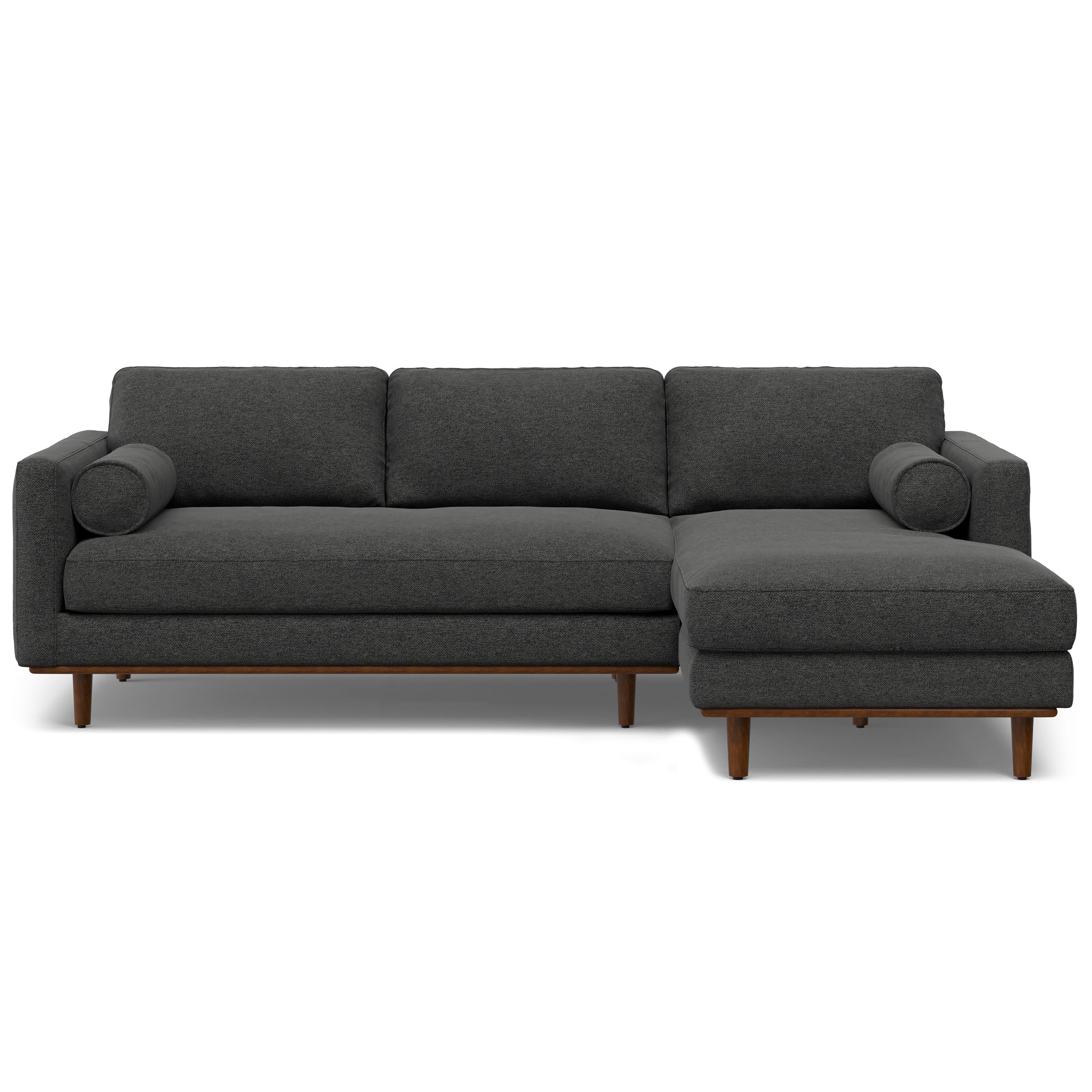 Simpli Home - Morrison Mid Century Right Sectional 102 inch Wide Sofa Sectional in Charcoal Grey Tightly Woven Performance Fabric - Charcoal Grey