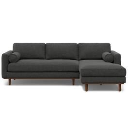 Simpli Home - Morrison Mid Century Right Sectional 102 inch Wide Sofa Sectional in Charcoal Grey Tightly Woven Performance Fabric - Charcoal Grey