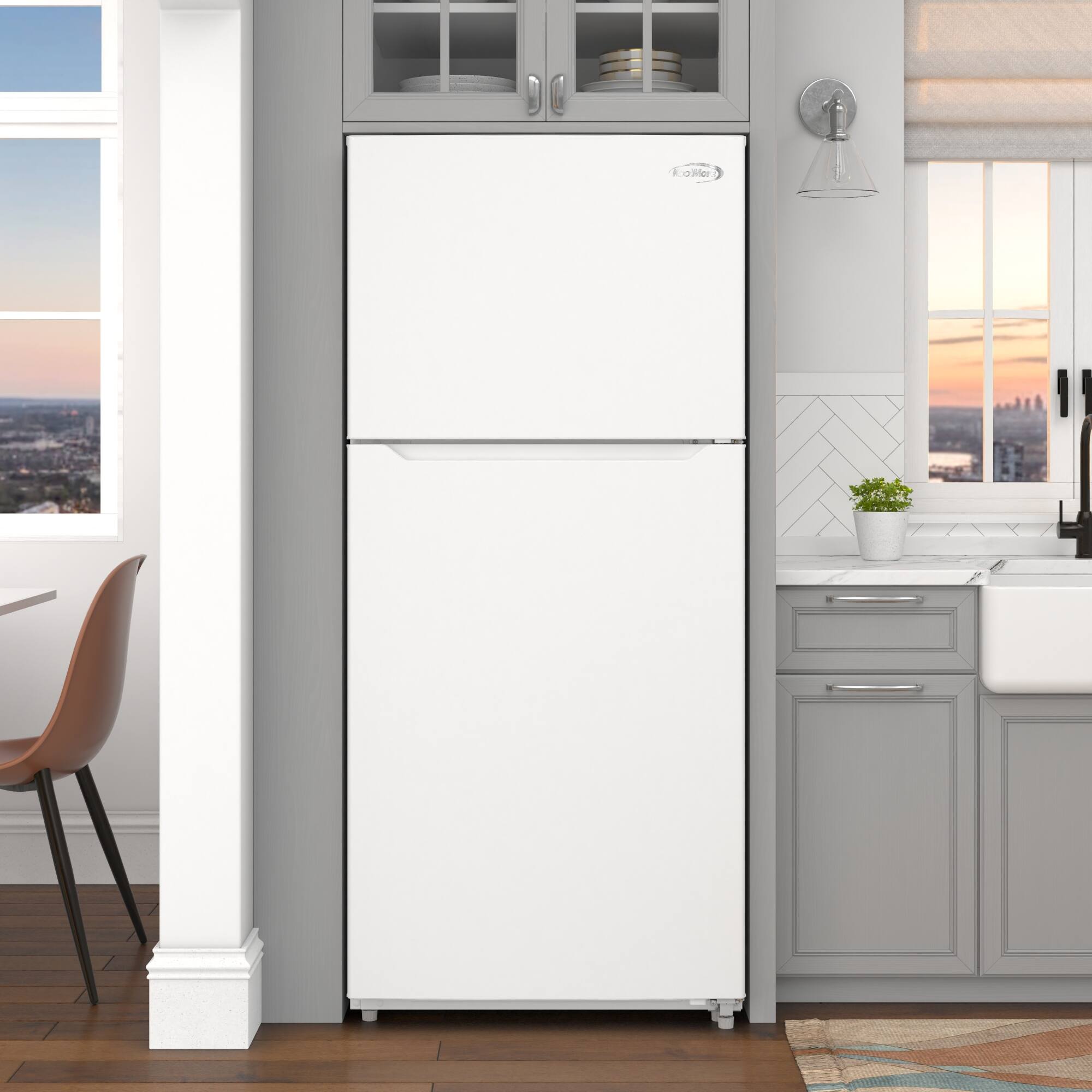 Left. Koolmore - 30 In. 20 Cu. Ft. Top-Freezer Household Refrigerator in White, Energy Star Certified - White.