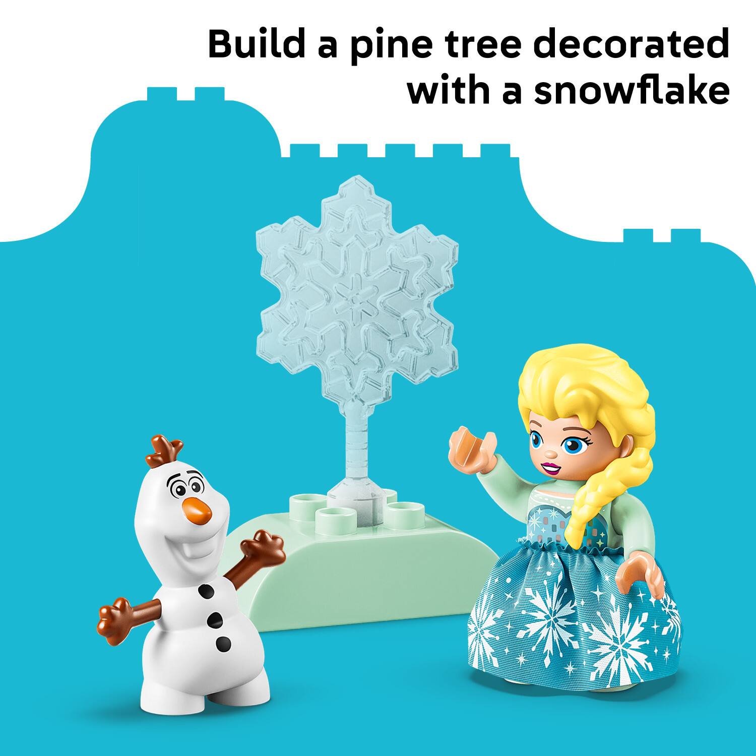 Build a pine tree decorated with a snowflake
