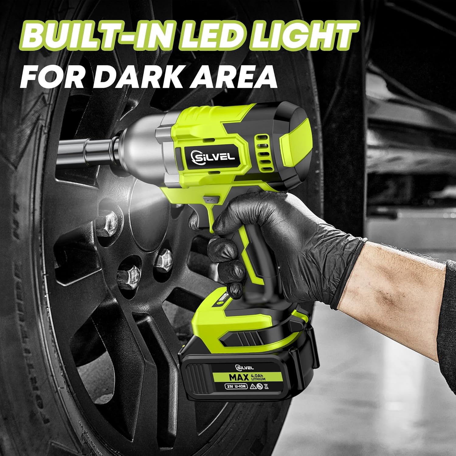 BUILT-IN LED LIGHT FOR DARK AREA SiLVEL MAX 4.0Ah LITHIUM-ION