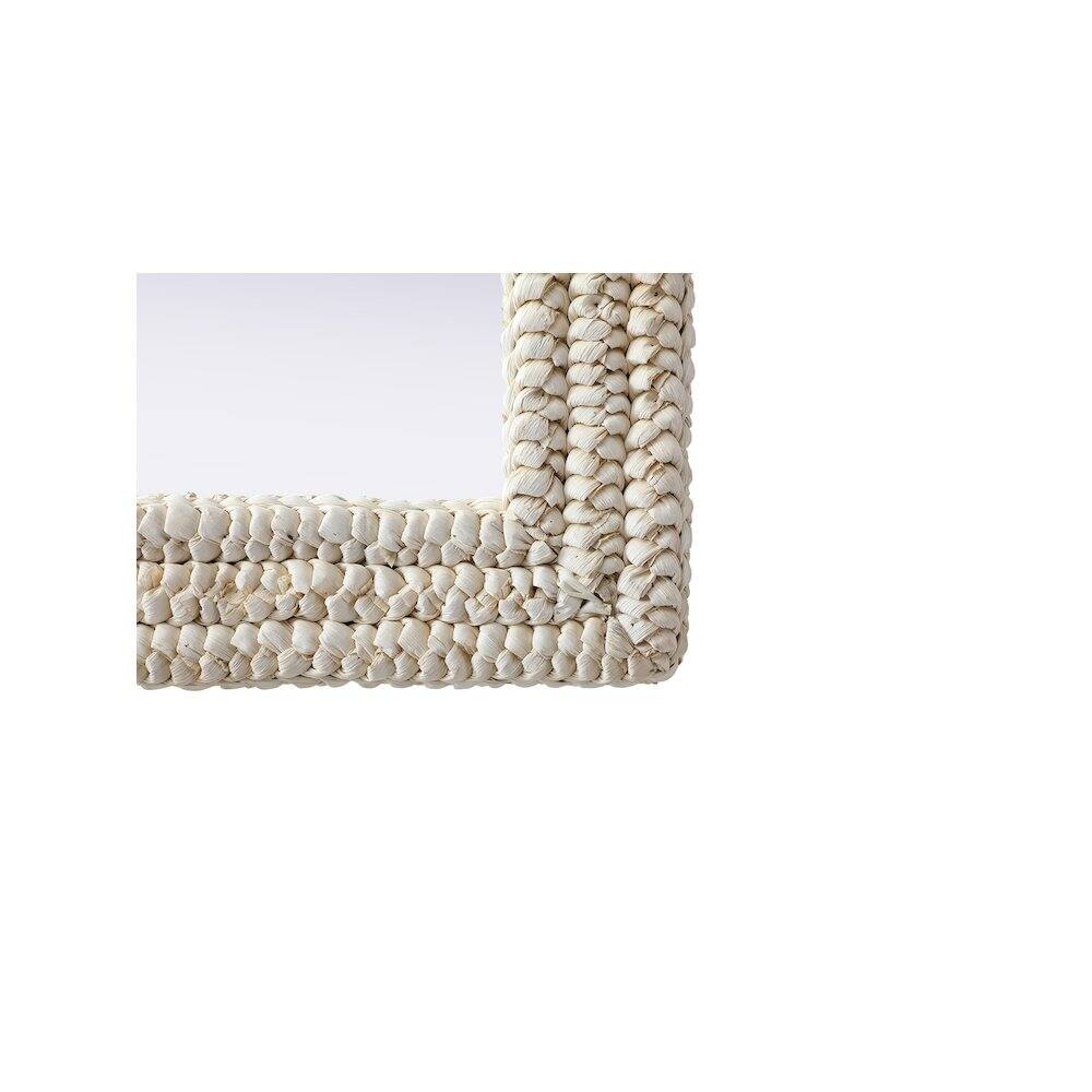 Back. Elegant Decor - Rectangle Cornhusk Mirror 36x36 in Linen White - Linen White.