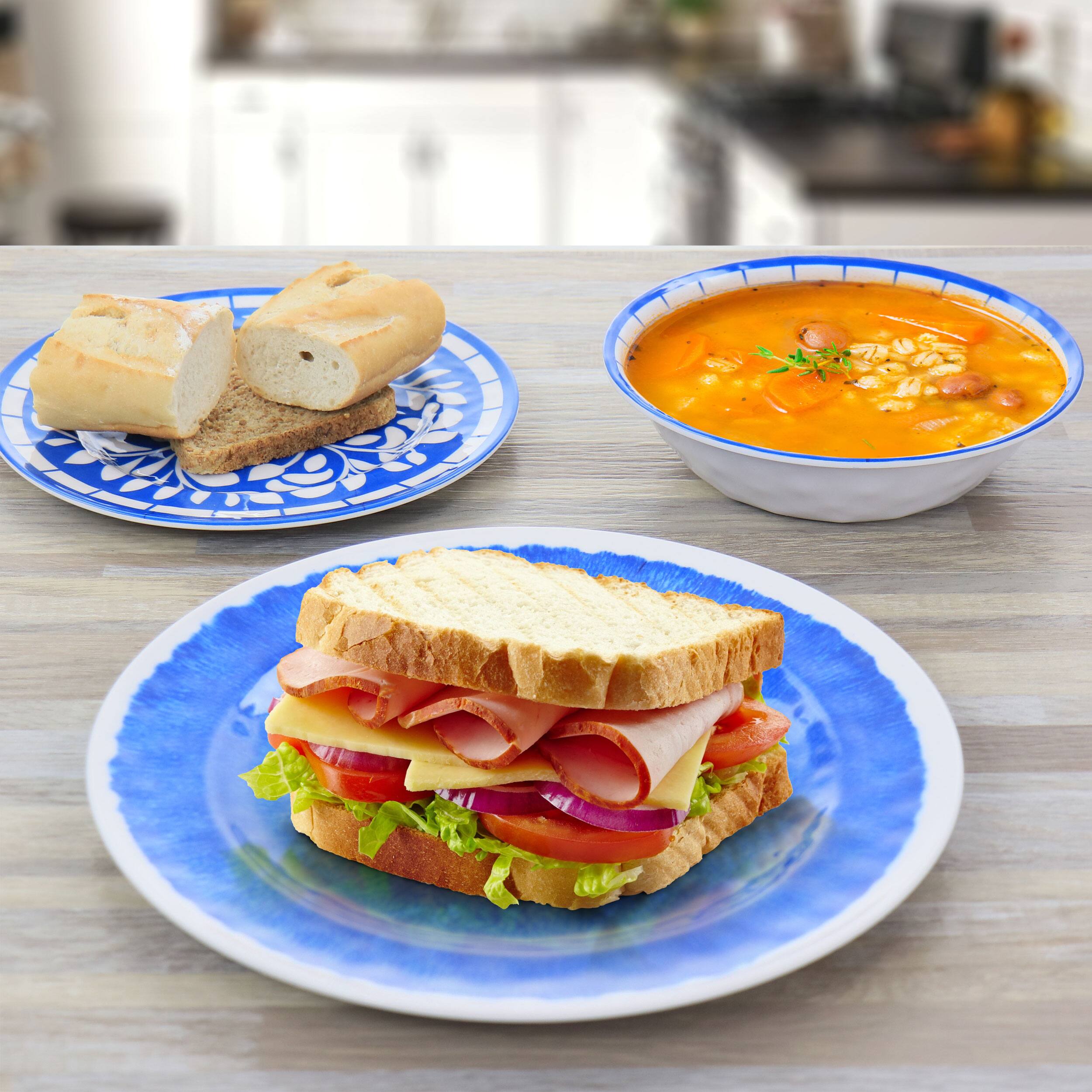 Alt View 5. Elama - Elama Nelly 12 Piece Melamine Dinnerware Set in Blue - Blue.