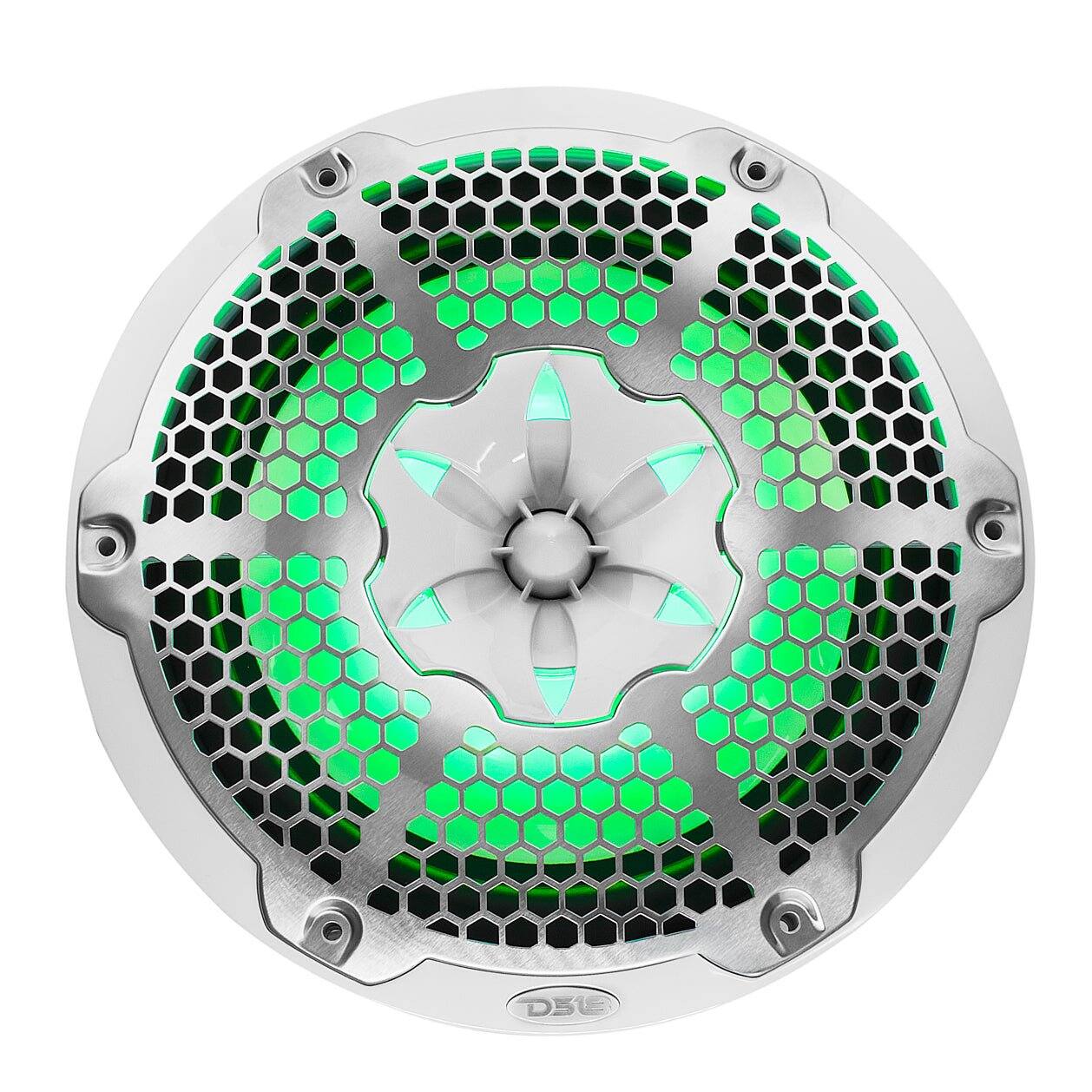 Alt View 2. DS18 Audio - NXL 10" 2-way Coaxial Speaker with RGB LED Lights, Built-in Driver and Grille (Pair), 200W RMS 4-Ohm - White.