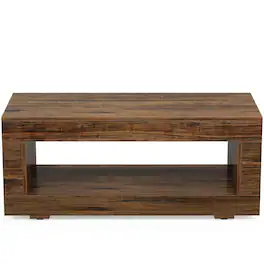 Kadyn - Center Coffee Table, Living Room Table,43" Coffee Table, Farmhouse Center Table With Storage - Brown