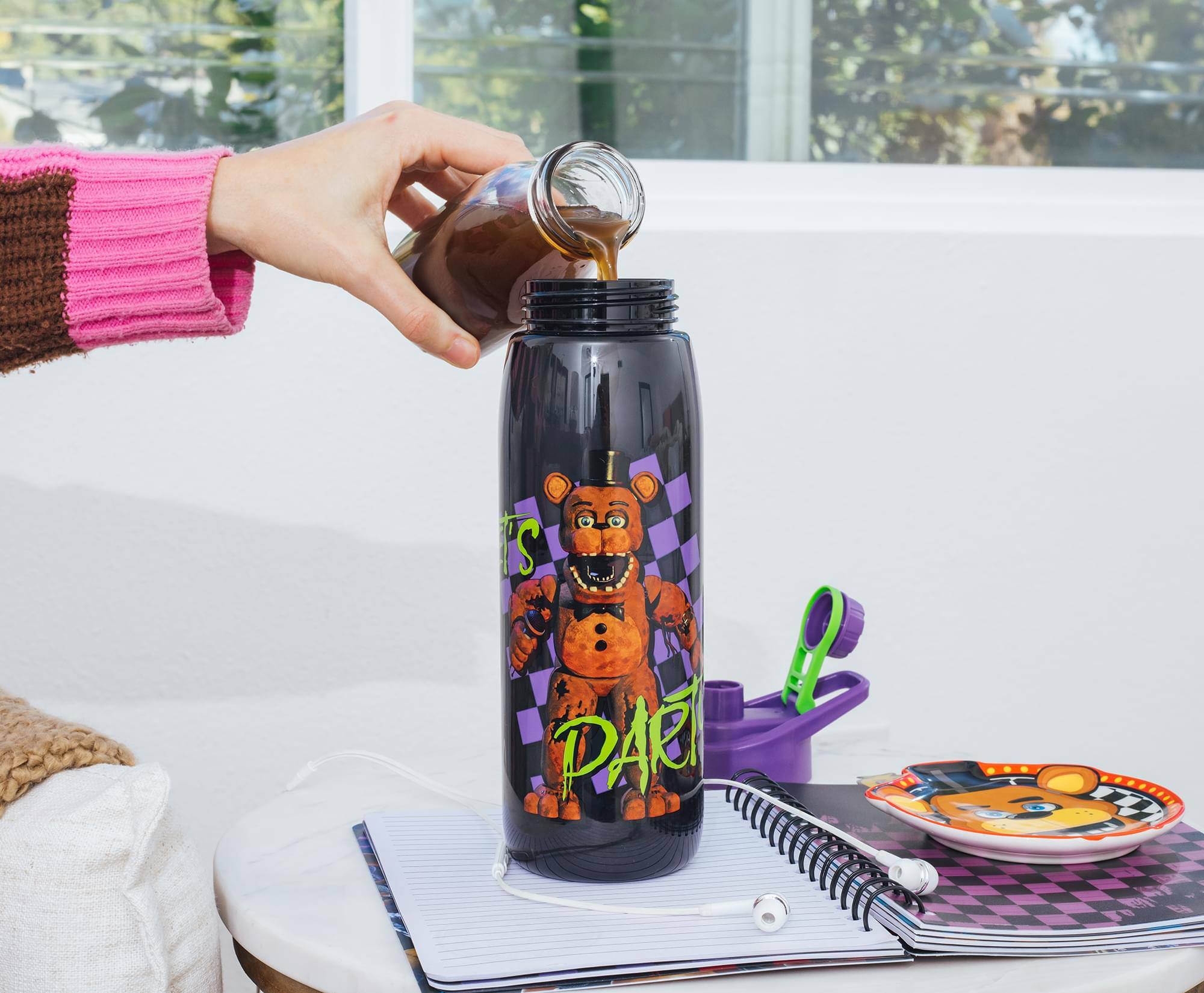 Alt View 4. Silver Buffalo - Five Nights At Freddy's "Let's Party" Water Bottle | Holds 28 Ounces - Multi-Colored.