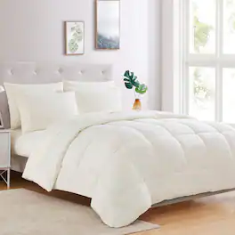 Sweet Home Collection - All Season Reversible Bed-in-A-Bag Solid Color Comforter & Sheet Set, Queen - Ivory