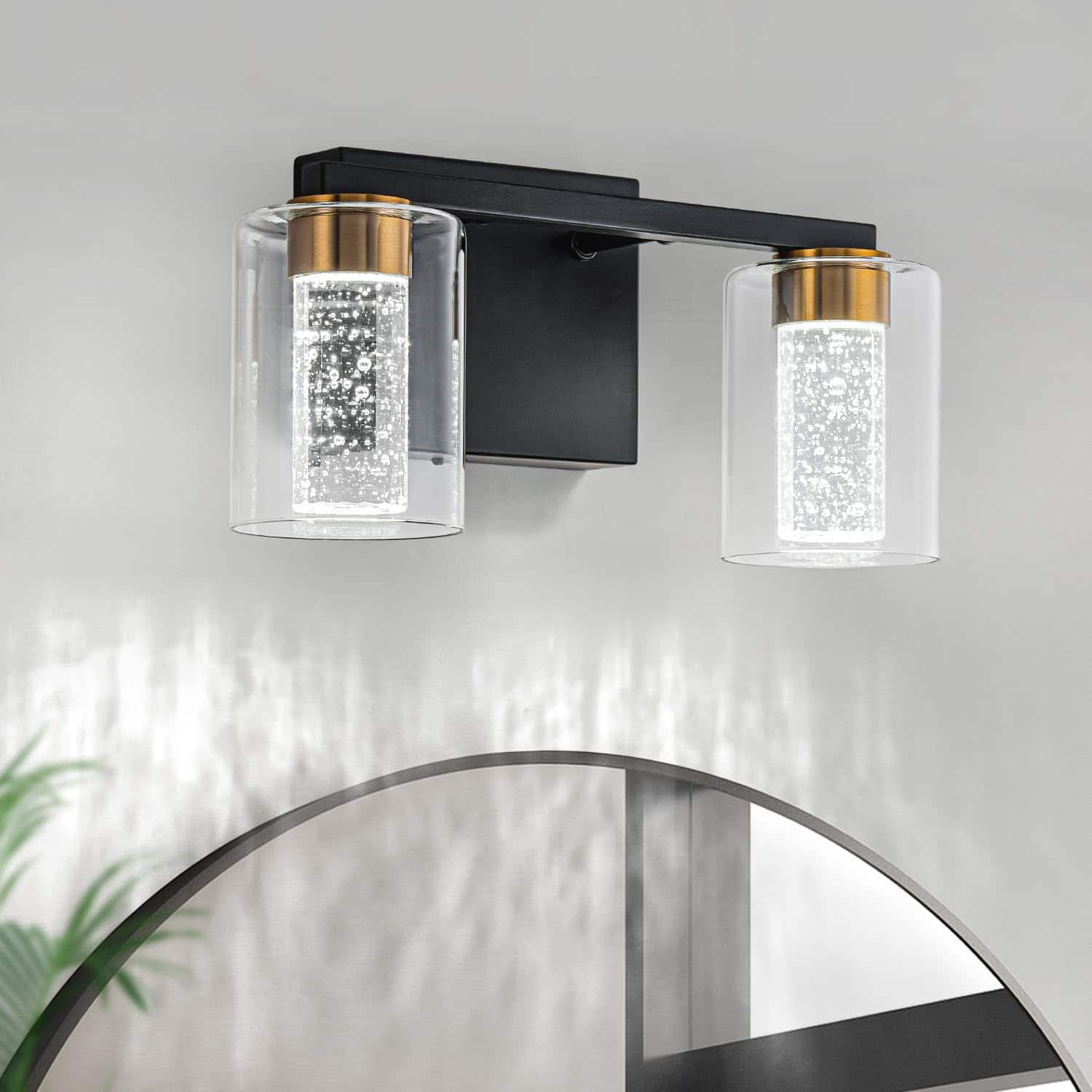 TECH SAFARI - Brushed Nickel Vanity Light With Color Modes Eye Protection Led Bathroom Fixture Dimmable Modern Wall Over - Black-Gold 2-light