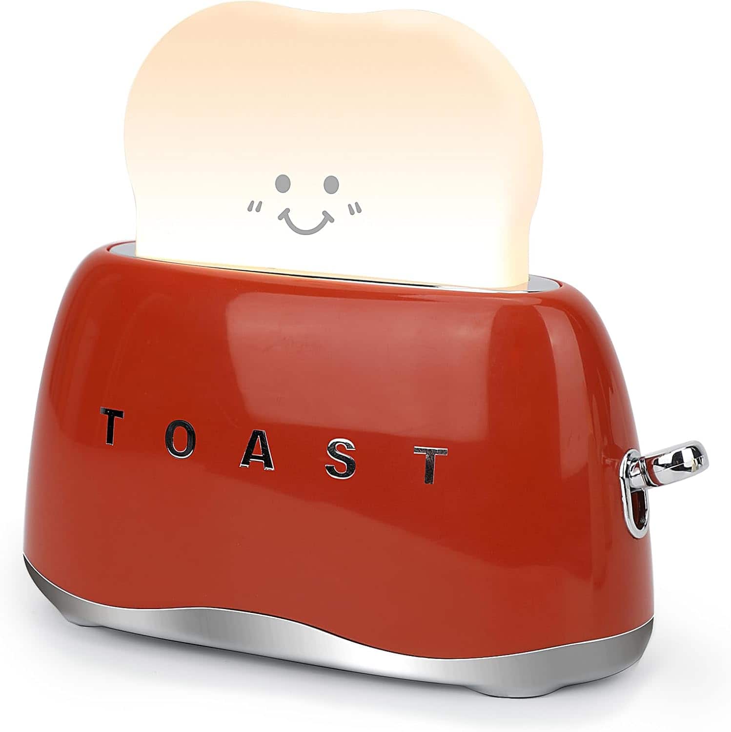 Stamp n Camp - QANYI Desk Decor Toaster Lamp Rechargeable Lamp with Smile Face Toast Bread Cute Toaster Shape Room Decor Night - III Red