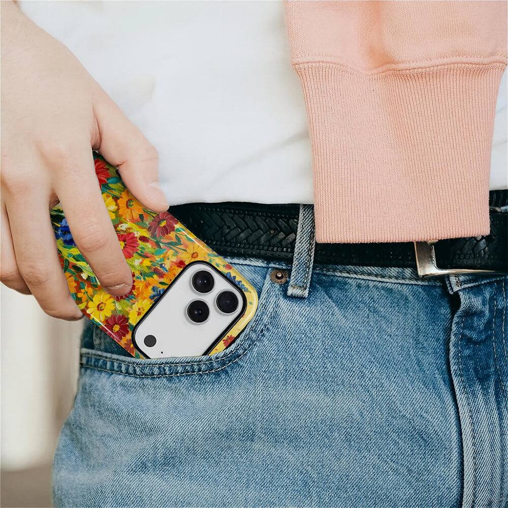 Alt View 4. Finnhomy - Smartphone Case for iPhone 17 Pro Max Blossom Field Design 2 Layer Military Protection Anti Slip Grip - Blooming Field for iPhone 17 Pro Max.