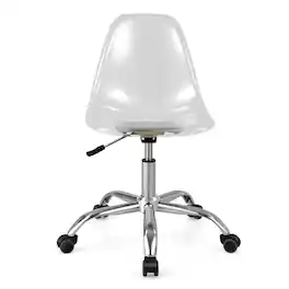 Ecooso - Office Chair Swivel Acrylic Armless Desk Chair with Adjustable Height - White