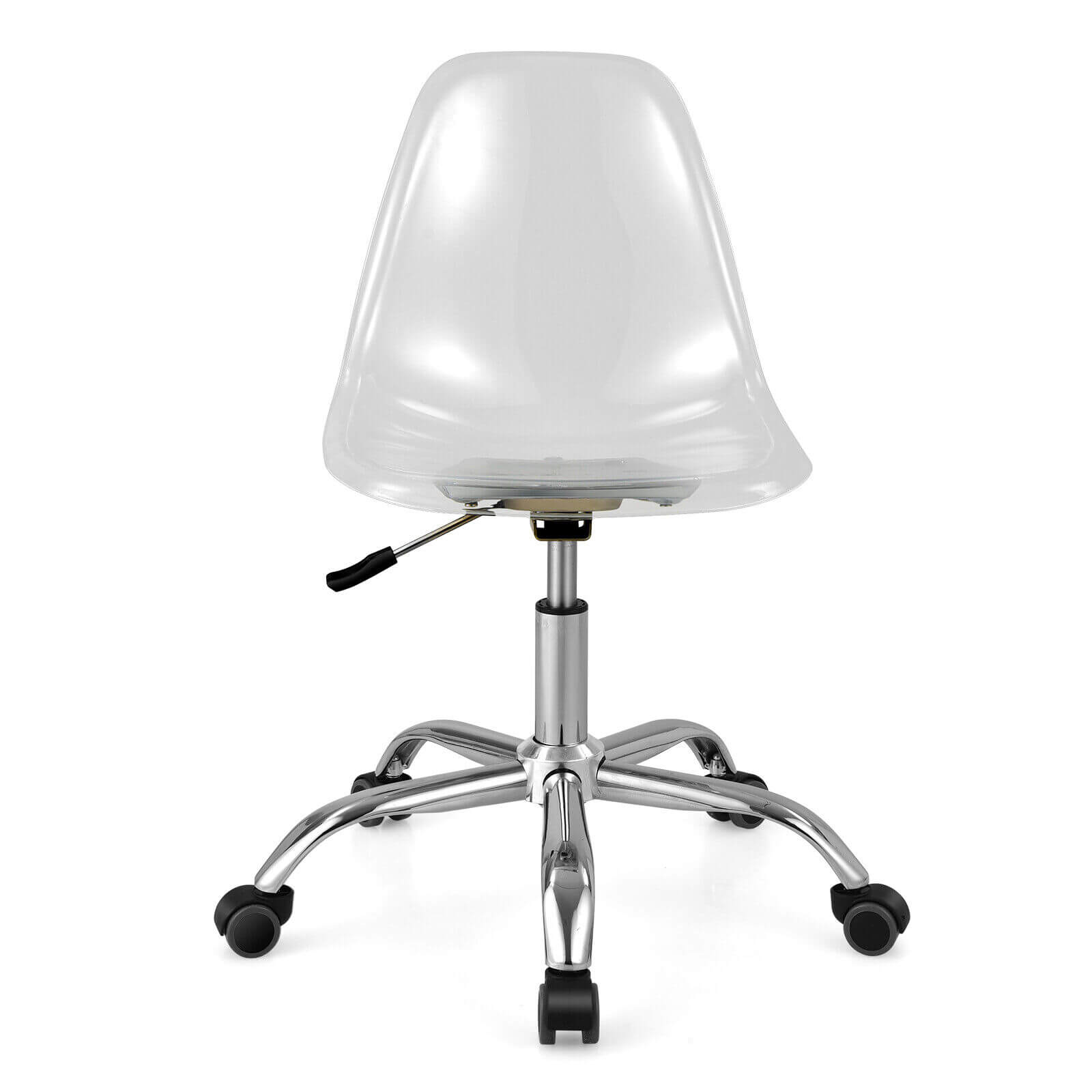 Front. Ecooso - Office Chair Swivel Acrylic Armless Desk Chair with Adjustable Height - White.