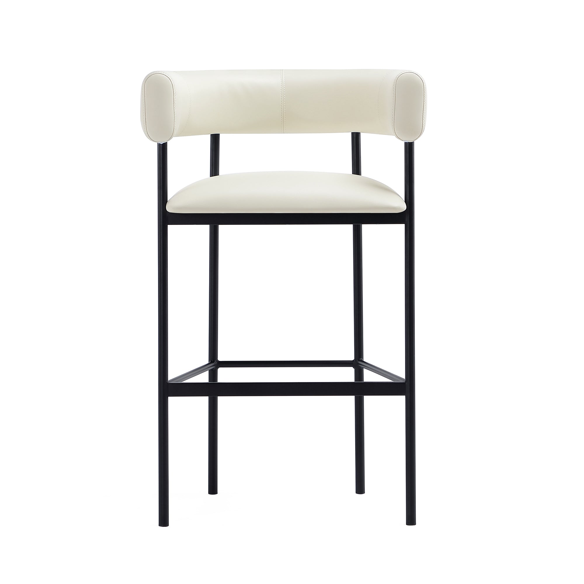 Alt View 2. Manhattan Comfort - Onda Contemporary Metal Upholstered Vegan Leather Barstool - Ivory.