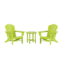 WestinTrends - Dylan 3-Piece Outdoor Adirondack Chair with Side Table Set - Lime