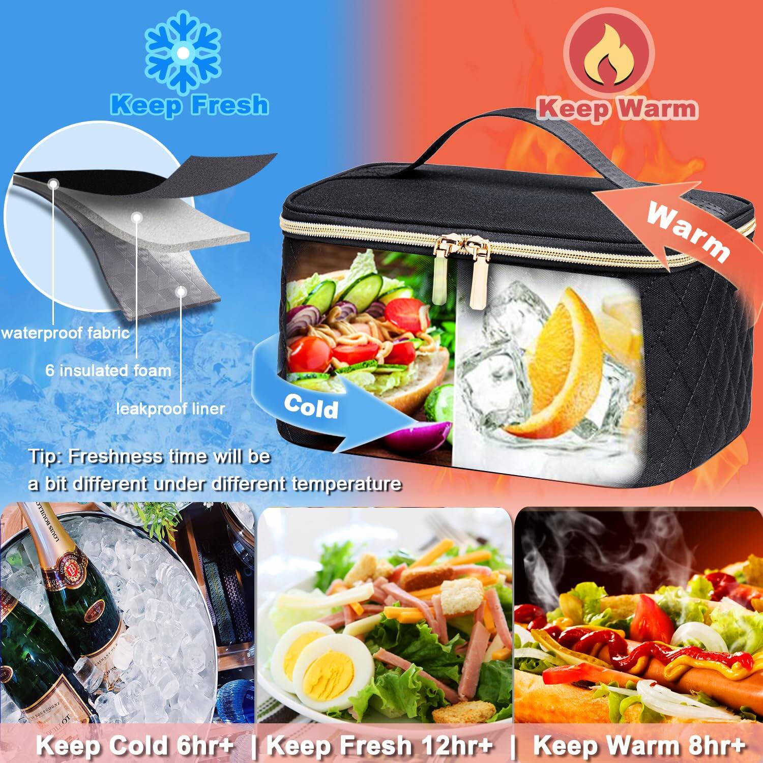 Back. Live At Space - Lunch Backpack For Women 15.6 Inch Laptop Backpacks Travel Work Pack Teacher Nurse Insulated Lunchbox - Black.