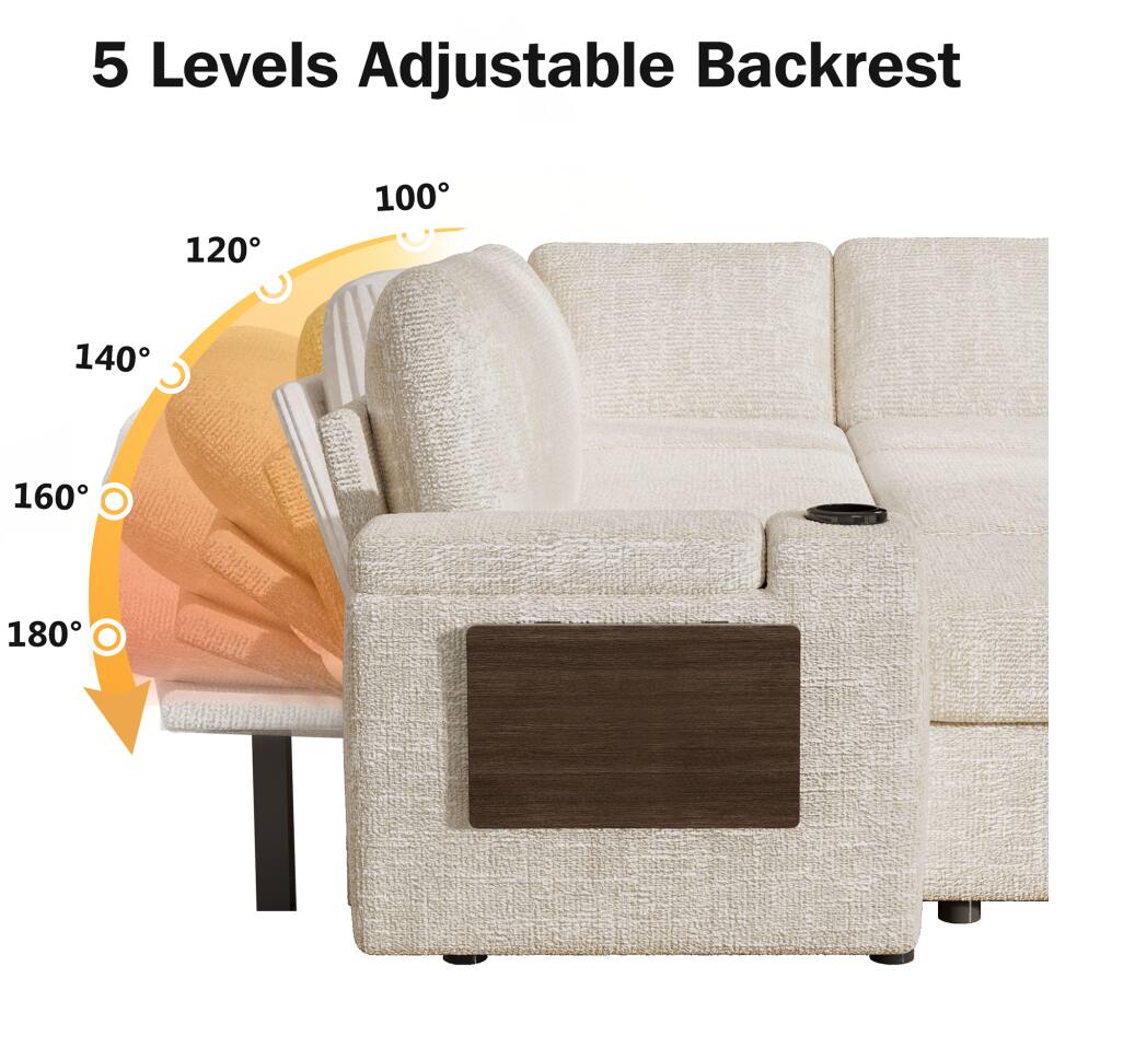 5 Levels Adjustable Backrest

120°  
100°  
140°  
160°  
180°