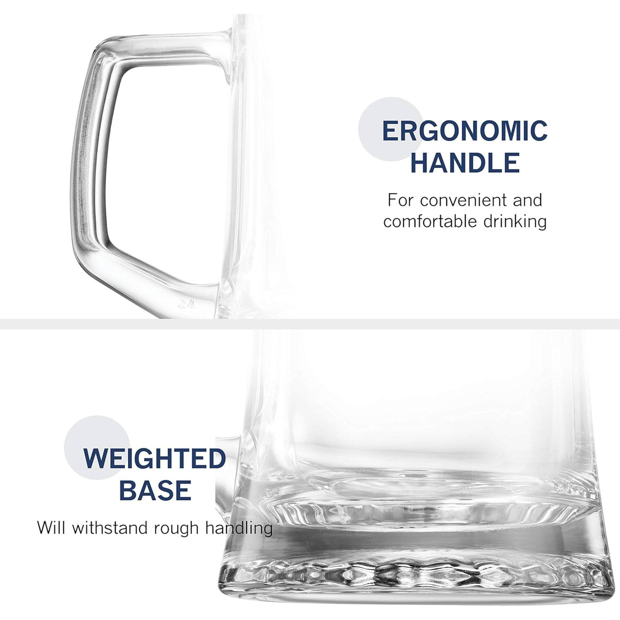 ERGONOMIC HANDLE  
For convenient and comfortable drinking  

WEIGHTED BASE  
Will withstand rough handling